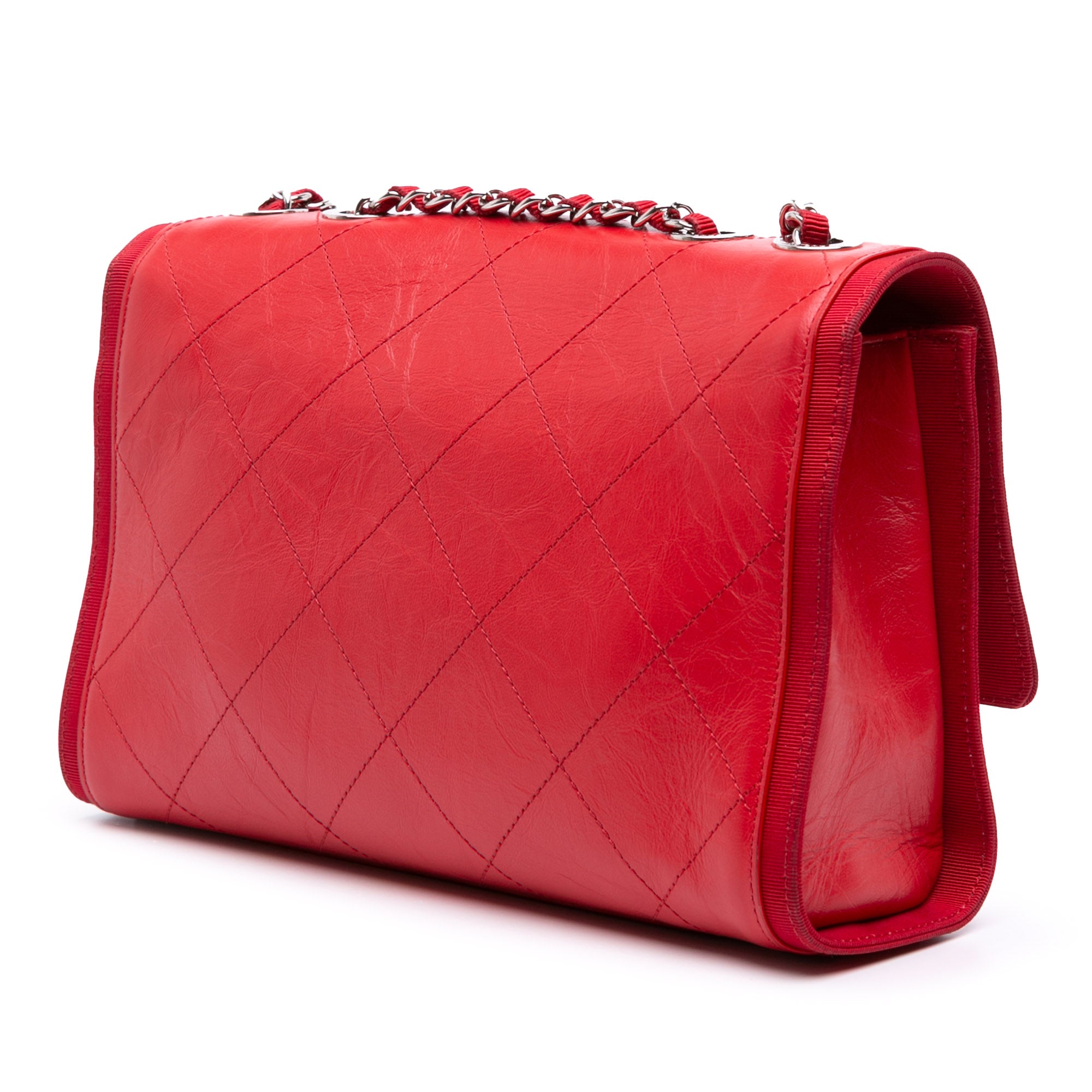 Chanel CC Quilted Crumpled Calfskin and Grosgrain Flap - image 2