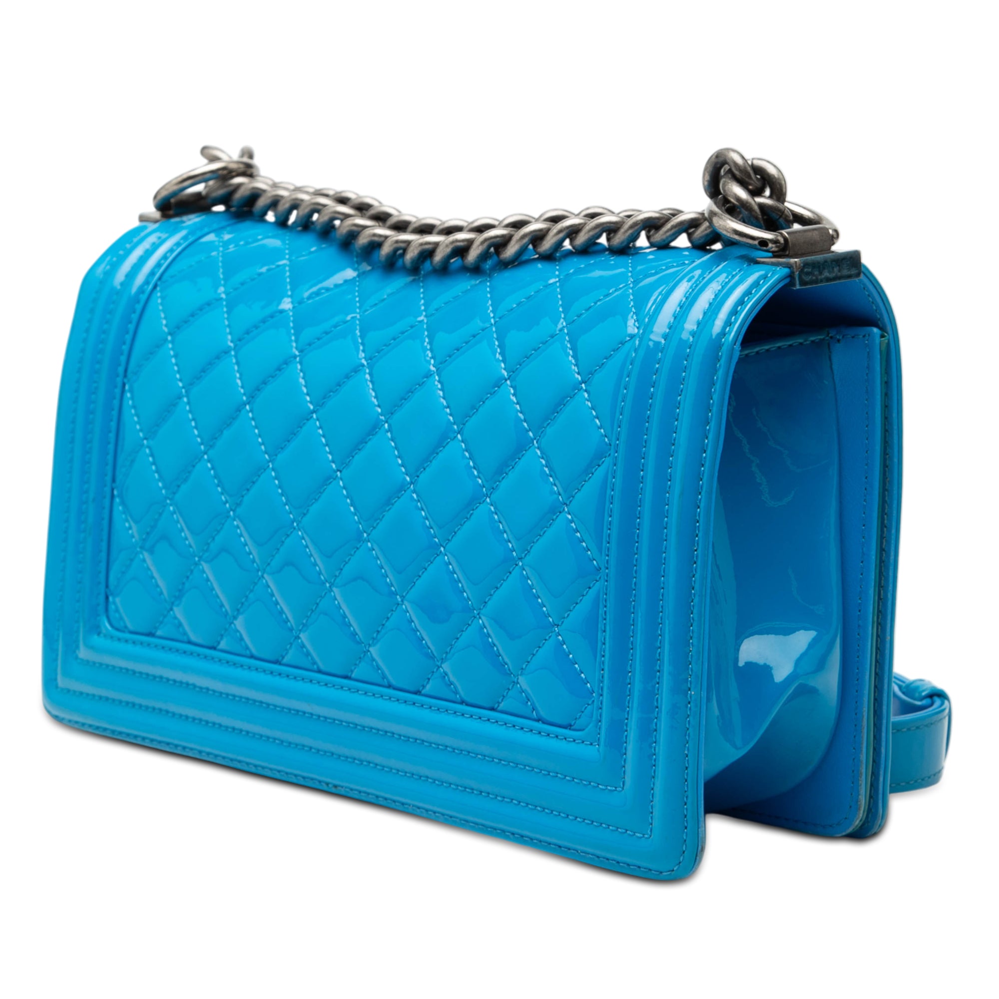 Chanel Old Medium Quilted Patent Boy Flap - image 2