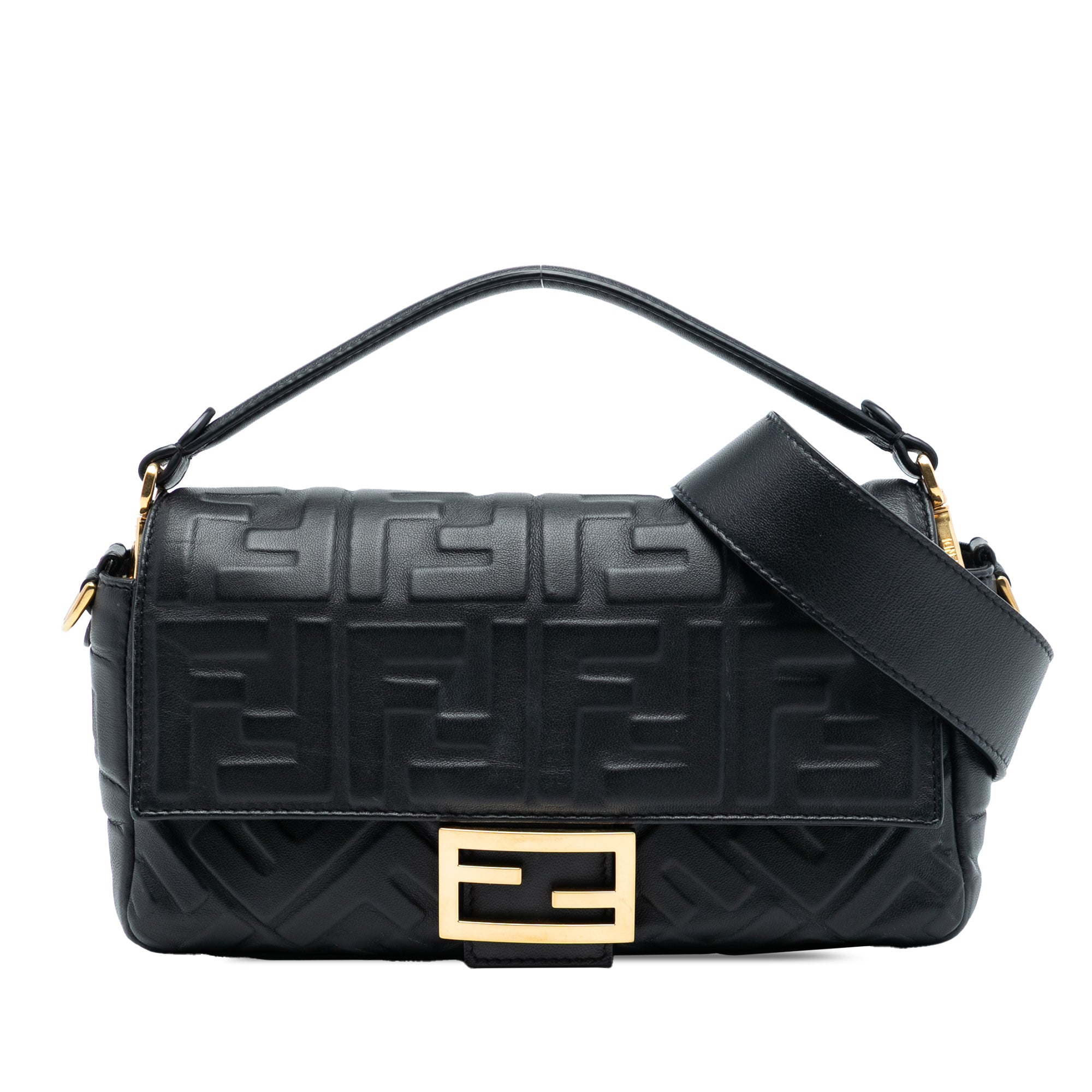 Fendi Zucca Embossed Leather Baguette Satchel - image 1
