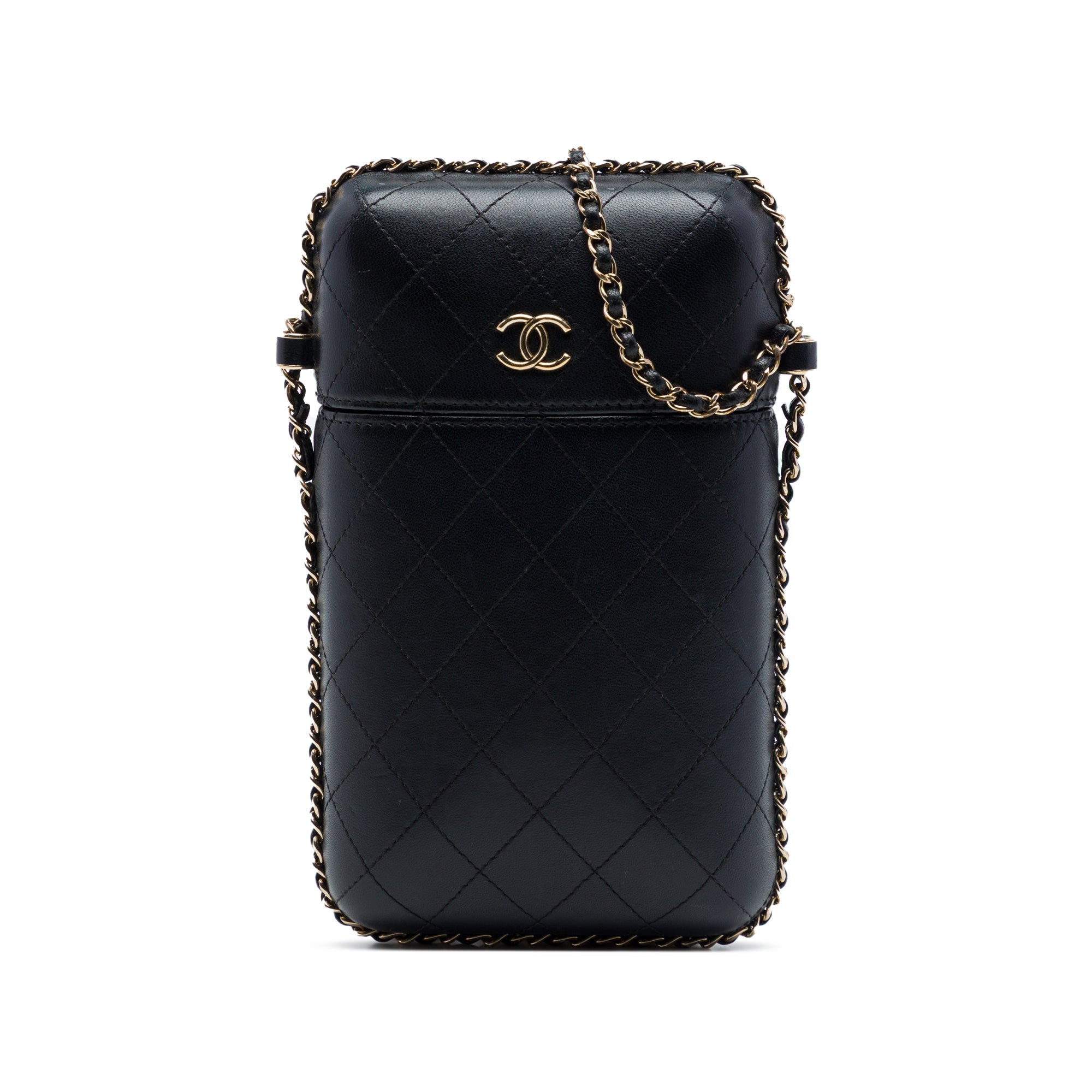 Chanel CC Quilted Lambskin Chain Around Phone Holder - image 1