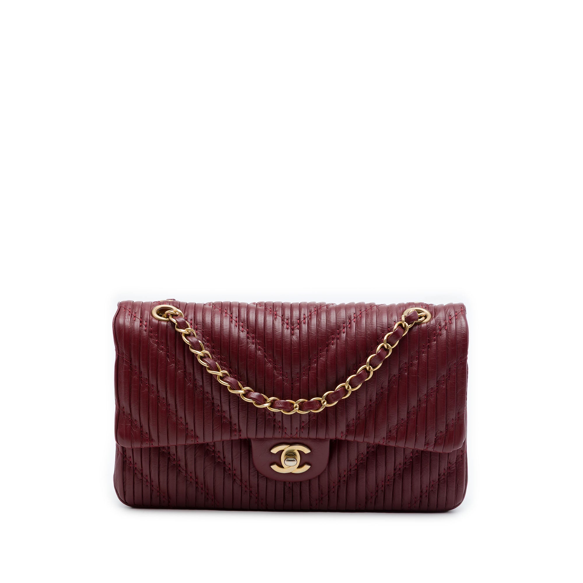 Chanel Medium Classic Chevron Calfskin Pleated Double Flap - image 1