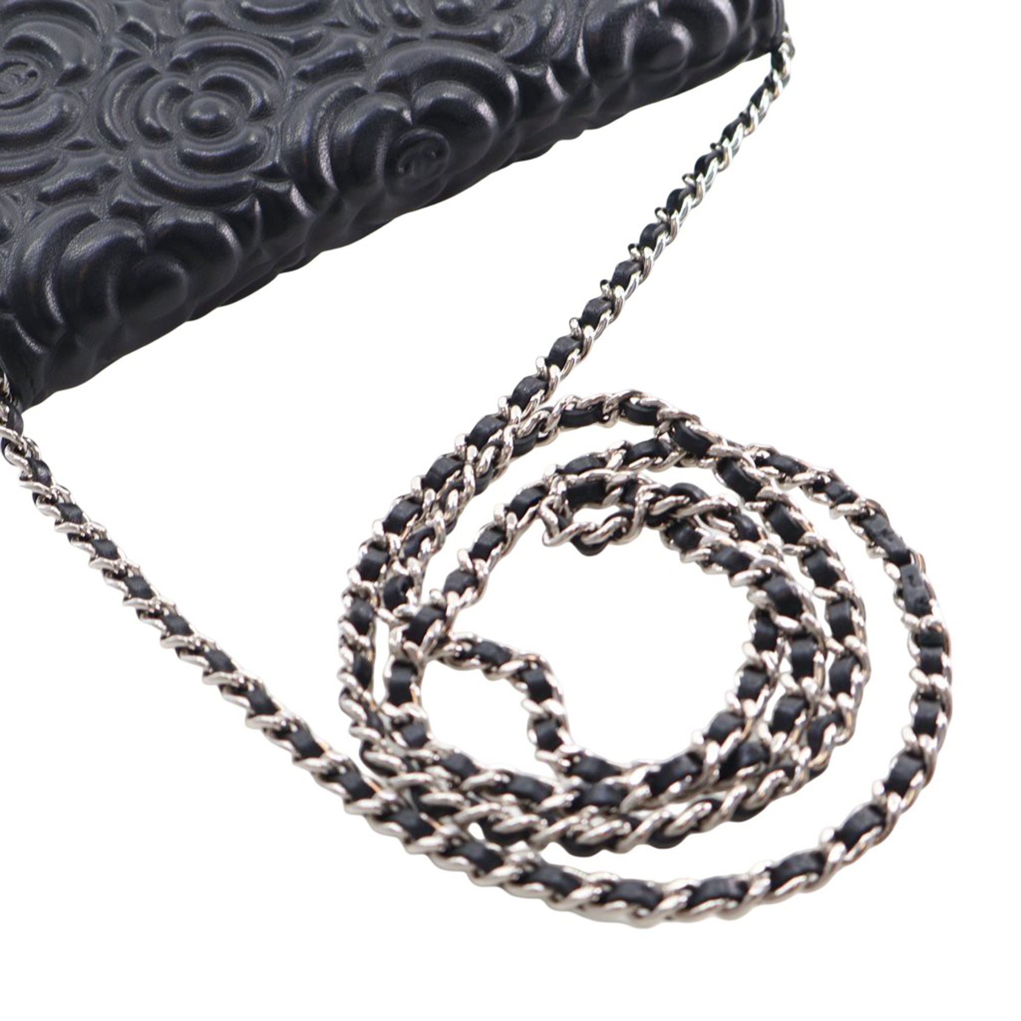 Chanel CC Embossed Lambskin Camellia Wallet On Chain - image 14