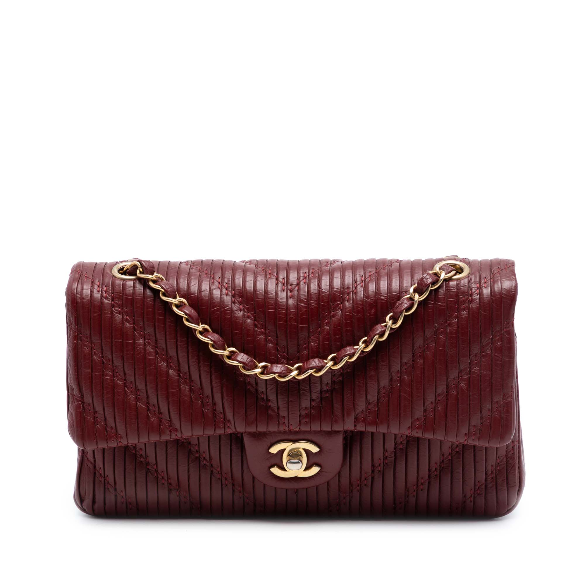 Chanel Medium Classic Chevron Calfskin Pleated Double Flap - image 1