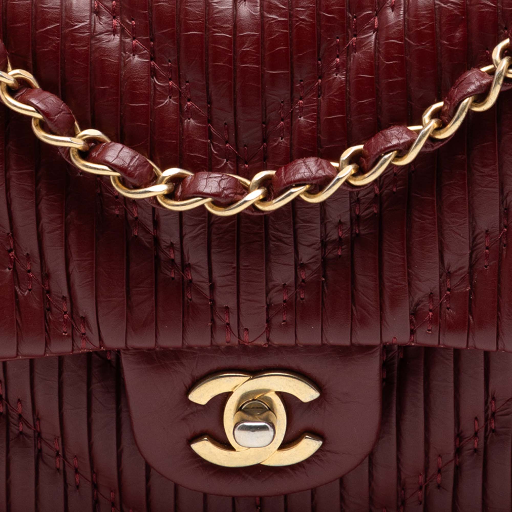 Chanel Medium Classic Chevron Calfskin Pleated Double Flap - image 7