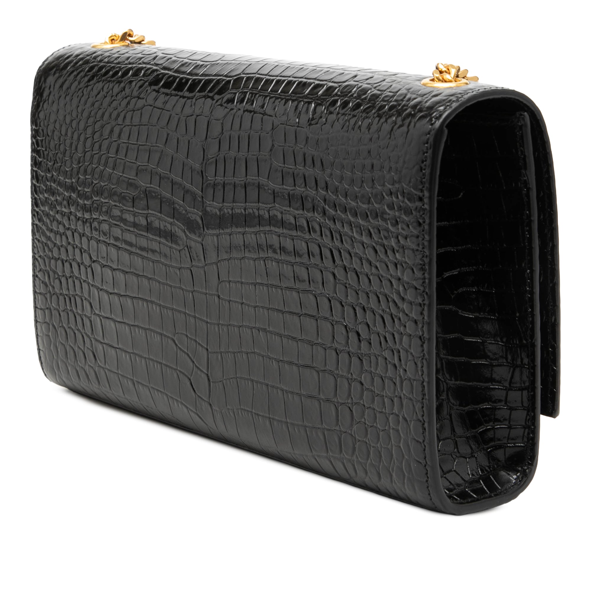 Saint Laurent Medium Croc Embossed Patent Monogram Kate Tassel Crossbody - image 2
