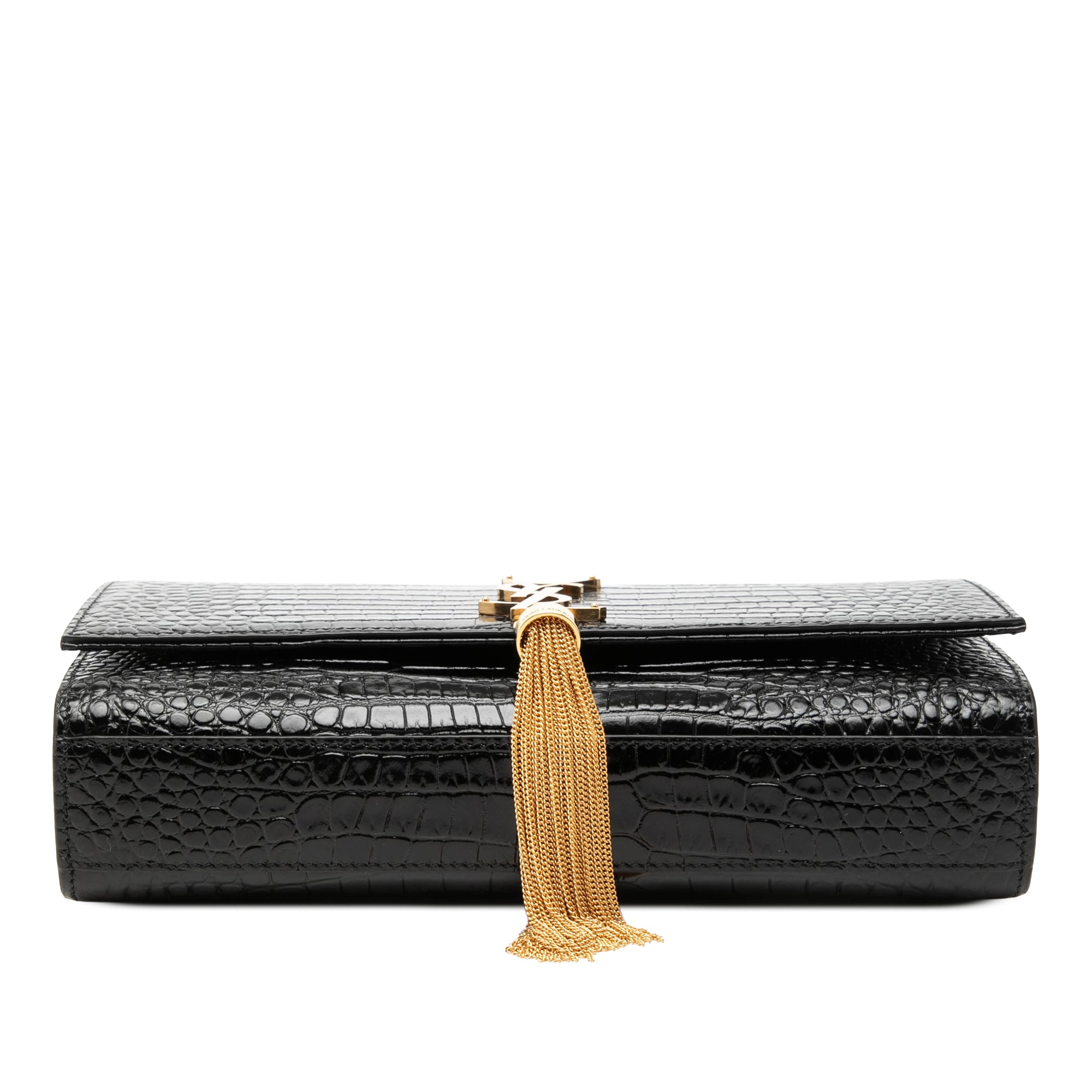 Saint Laurent Medium Croc Embossed Patent Monogram Kate Tassel Crossbody - image 3