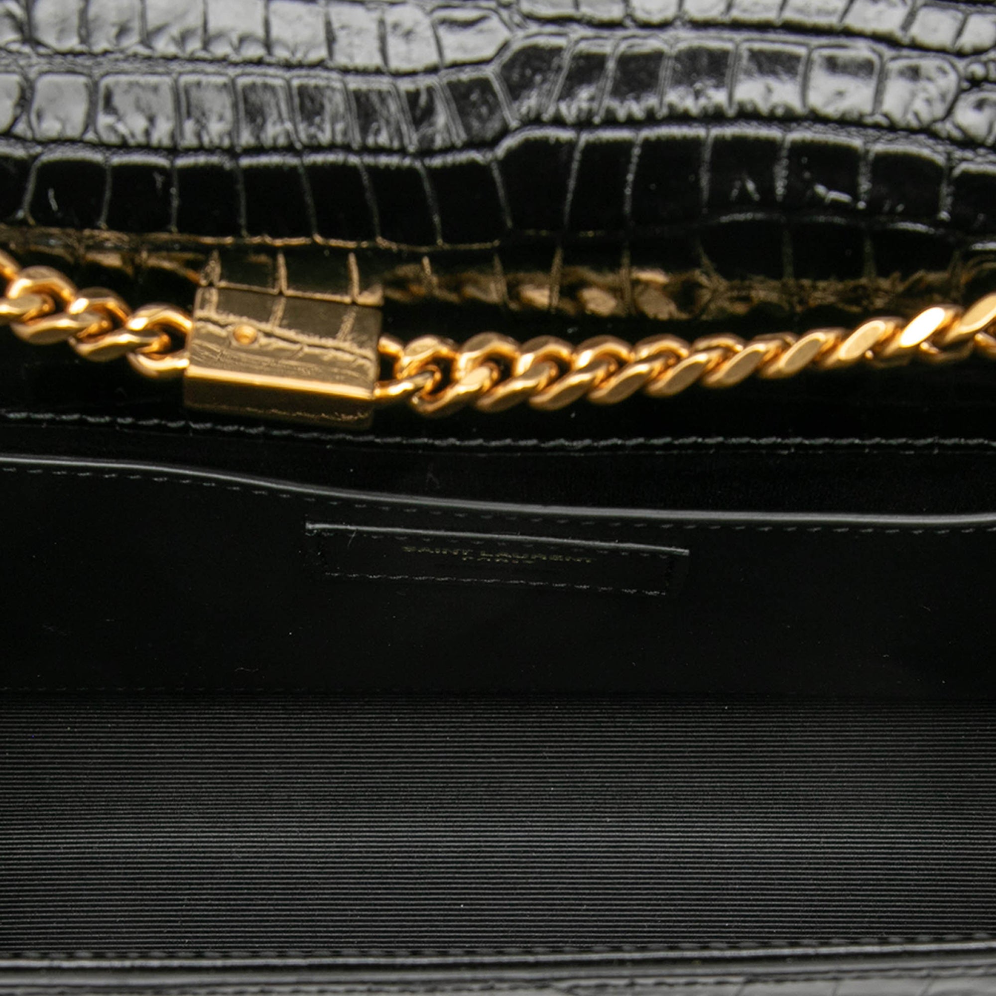 Saint Laurent Medium Croc Embossed Patent Monogram Kate Tassel Crossbody - image 4