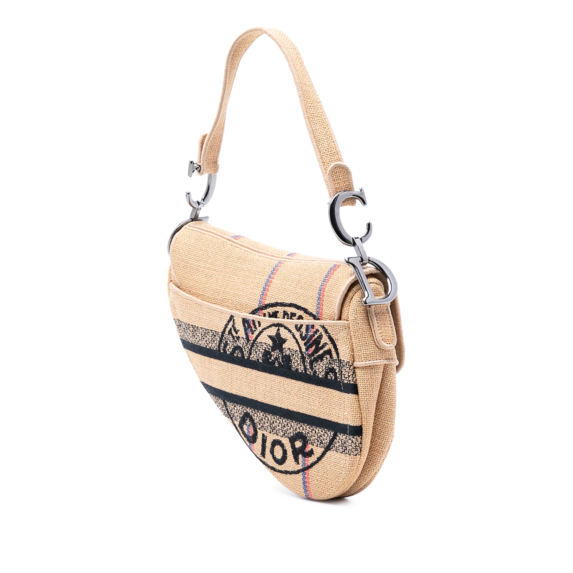 Dior Mini Embroidered Jute Canvas Union Saddle Bag - image 2