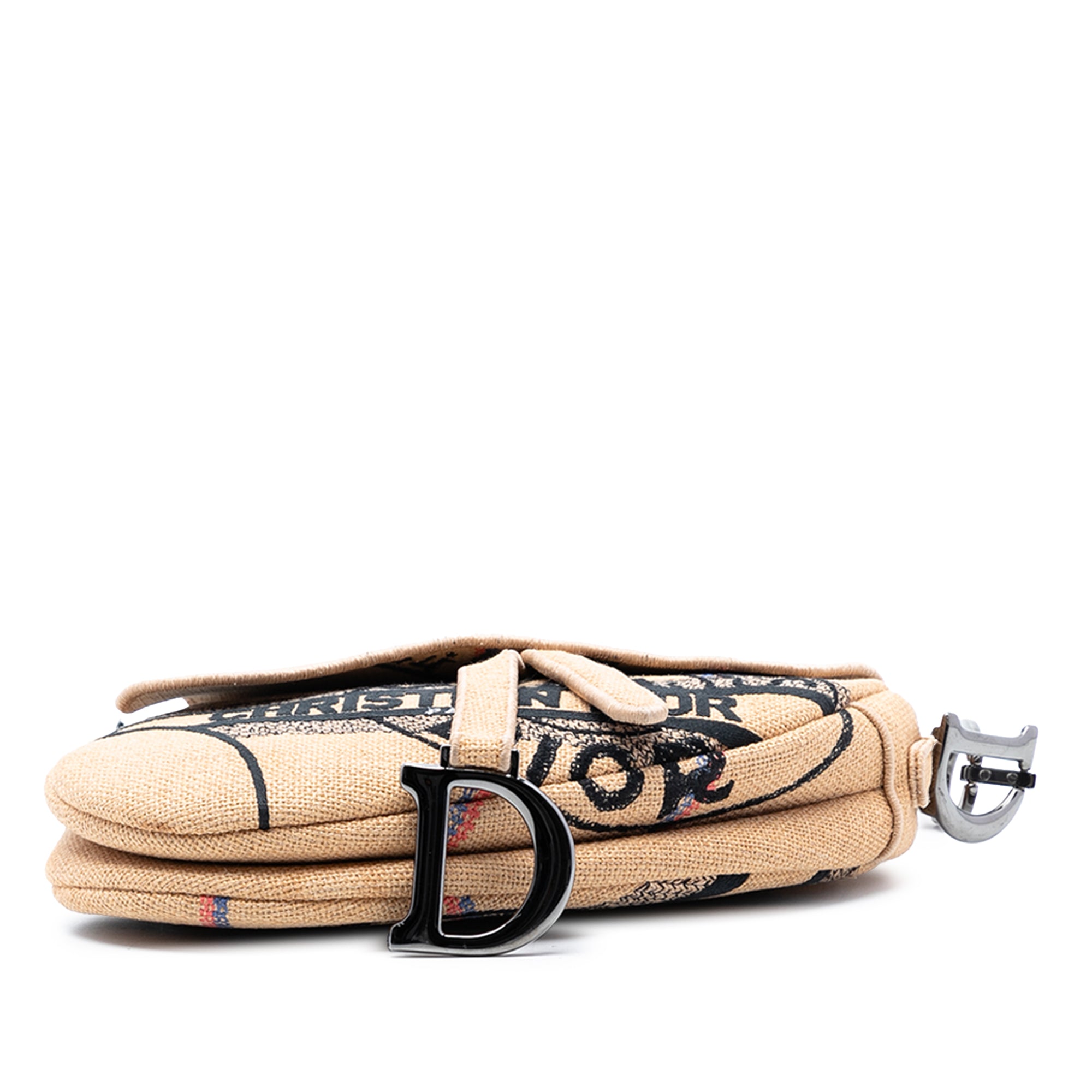 Dior Mini Embroidered Jute Canvas Union Saddle Bag - image 3