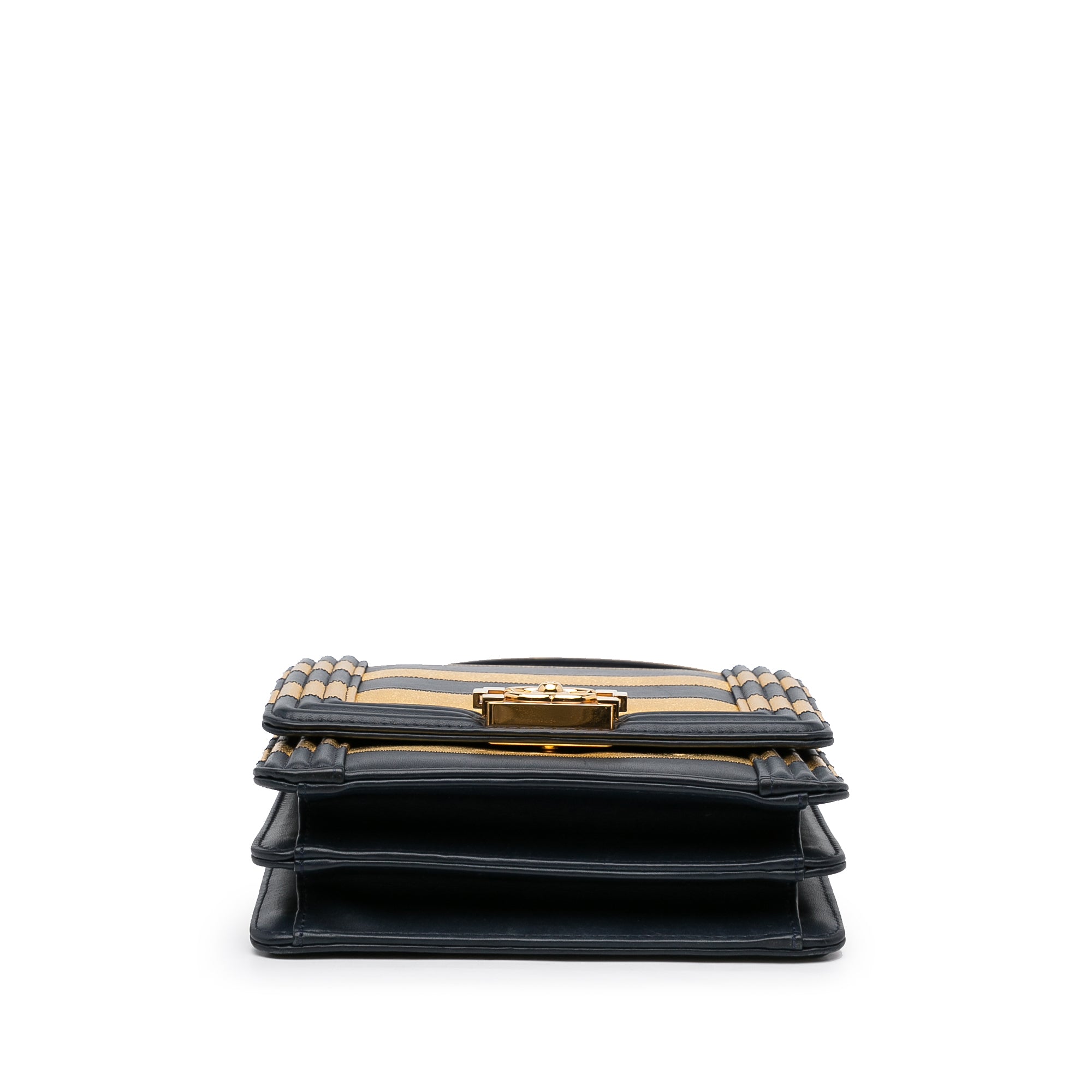 Chanel Paris New York Metallic Lambskin Striped North South Boy Flap - image 5