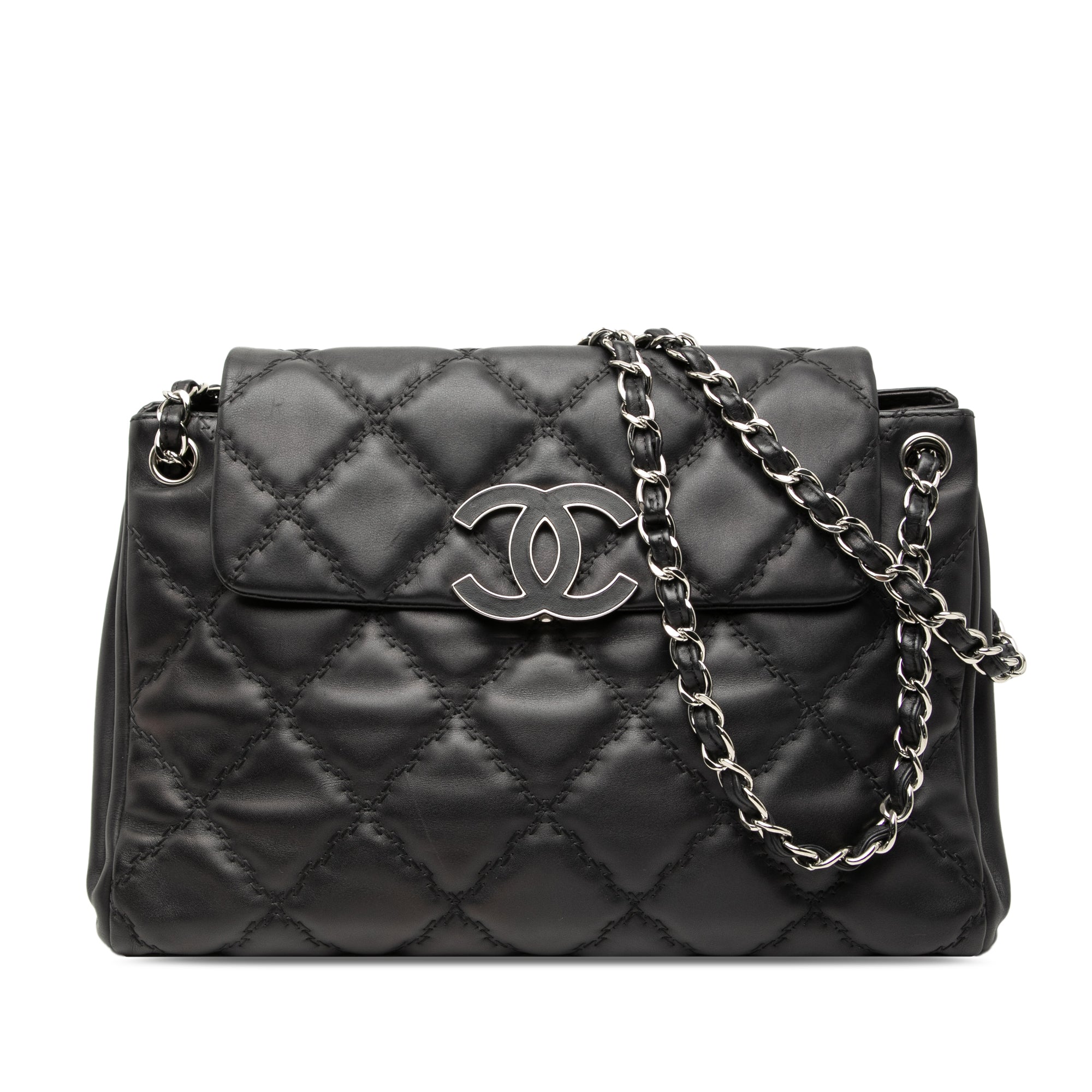 Chanel Large CC Calfskin Double Stitch Hamptons Accordion Flap - image 1