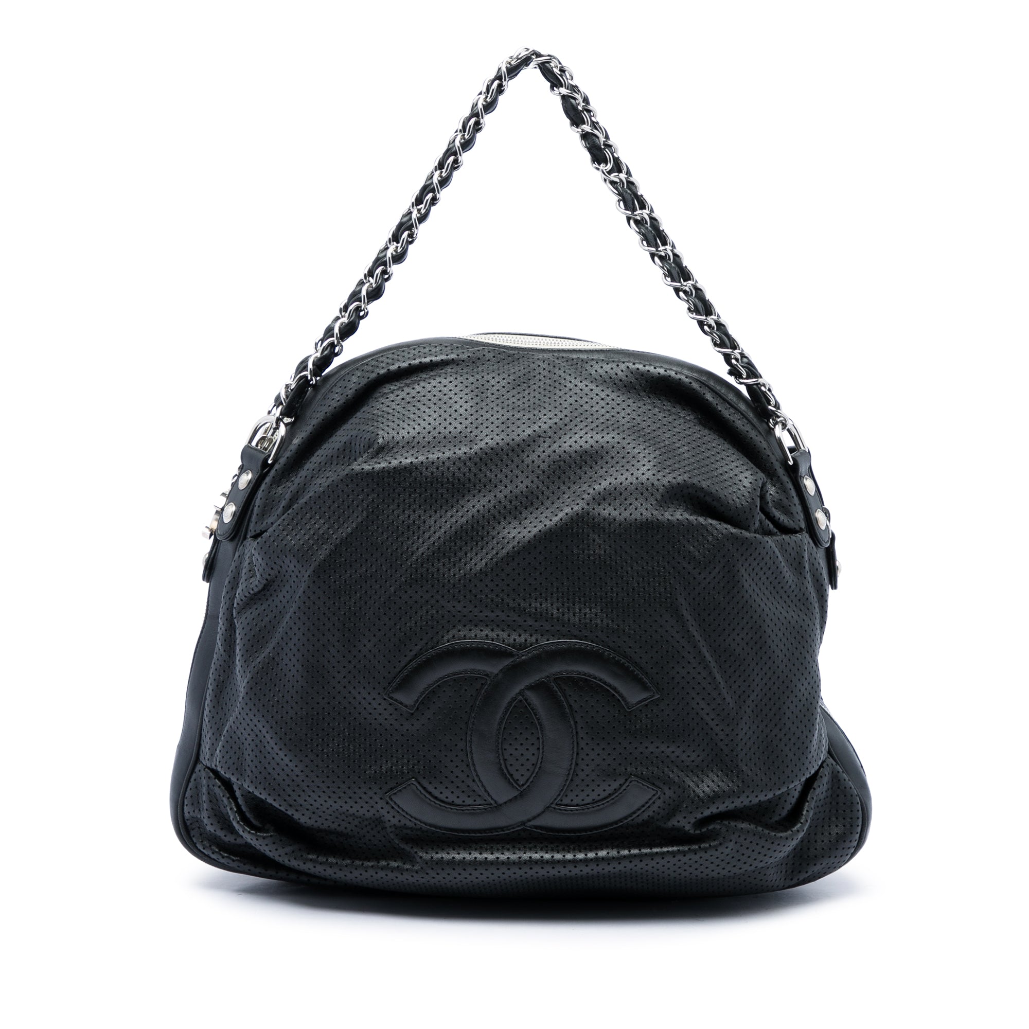 Chanel Perforated Lambskin Baseball Spirit Ligne Hobo - image 1
