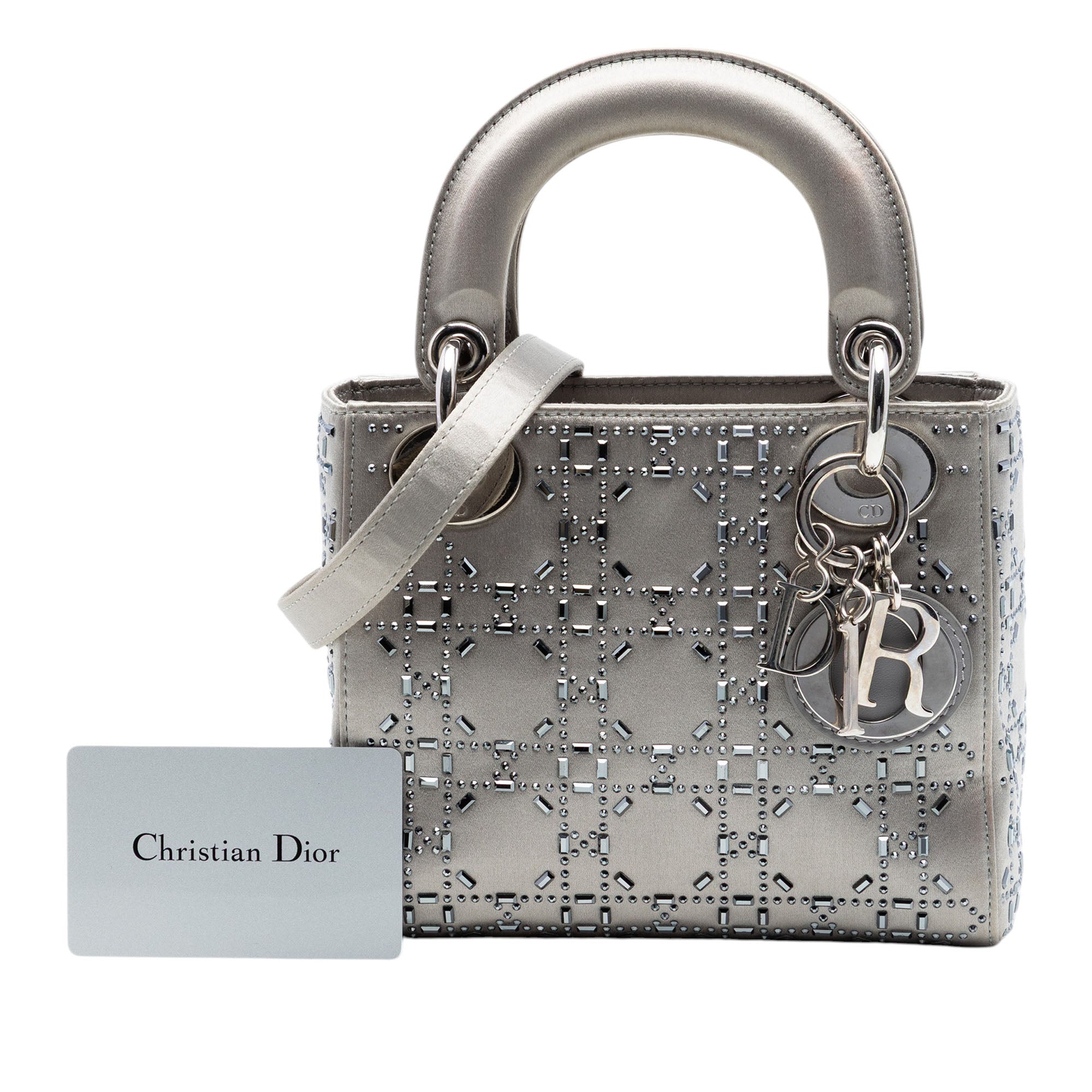 Dior Mini Satin Cannage Crystal Embellished Lady Dior - image 7