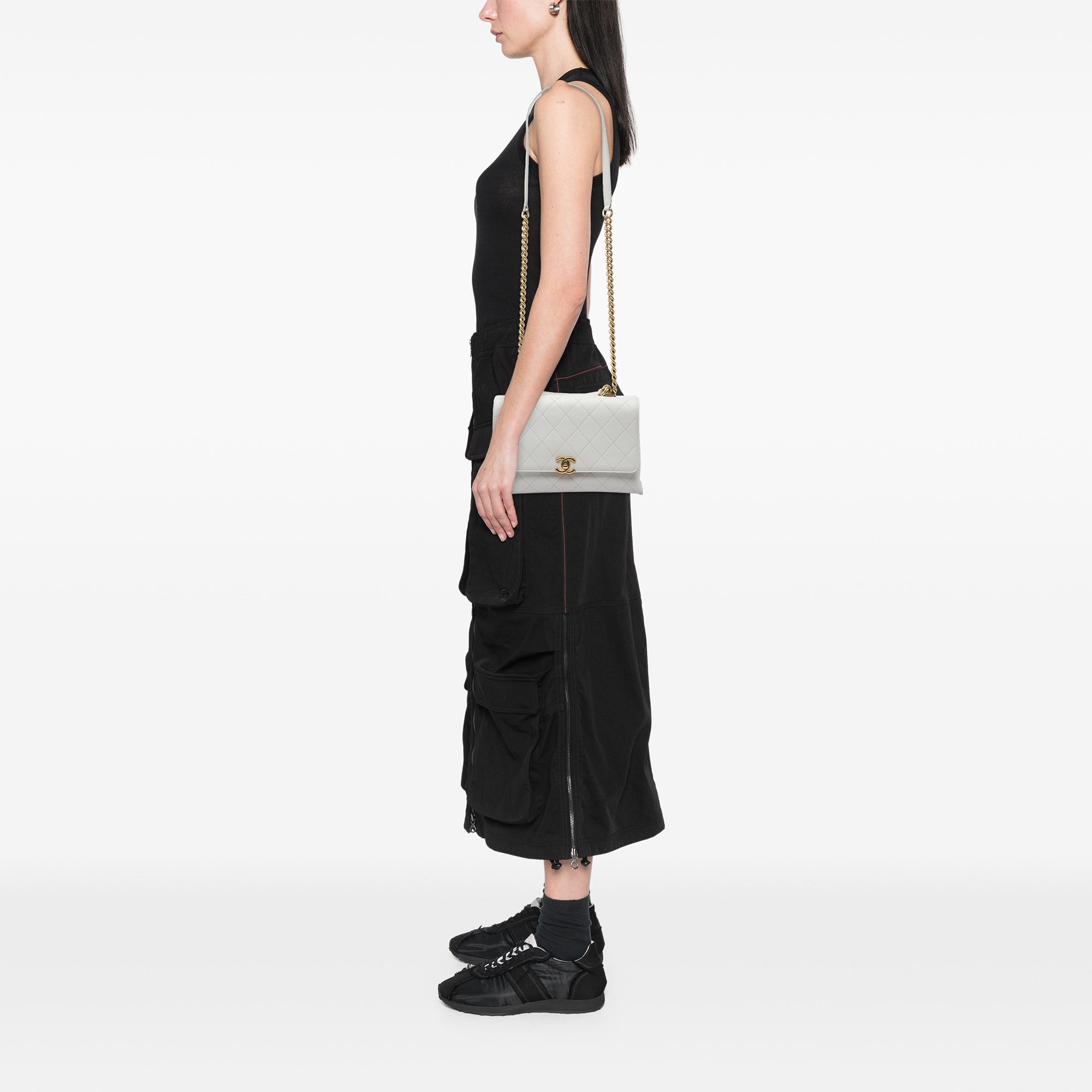 Chanel Medium Stitched Caviar Chic Affinity Top Handle Bag - image 6