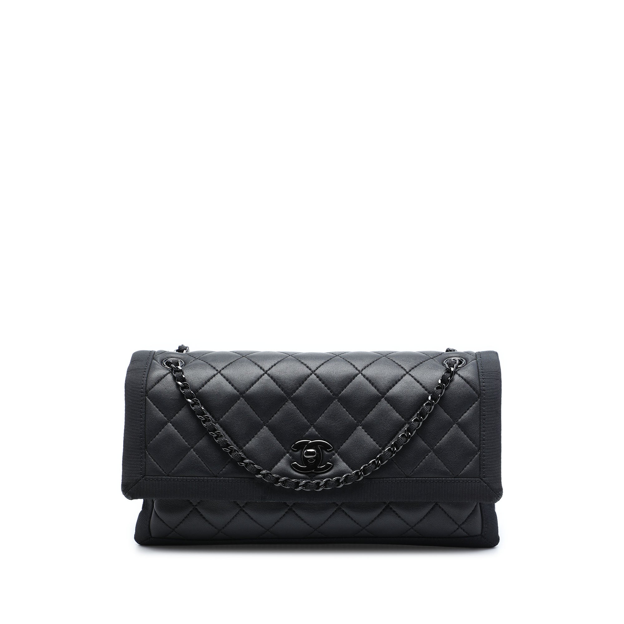 Chanel CC Quilted Lambskin and Grosgrain So Black Flap - image 1