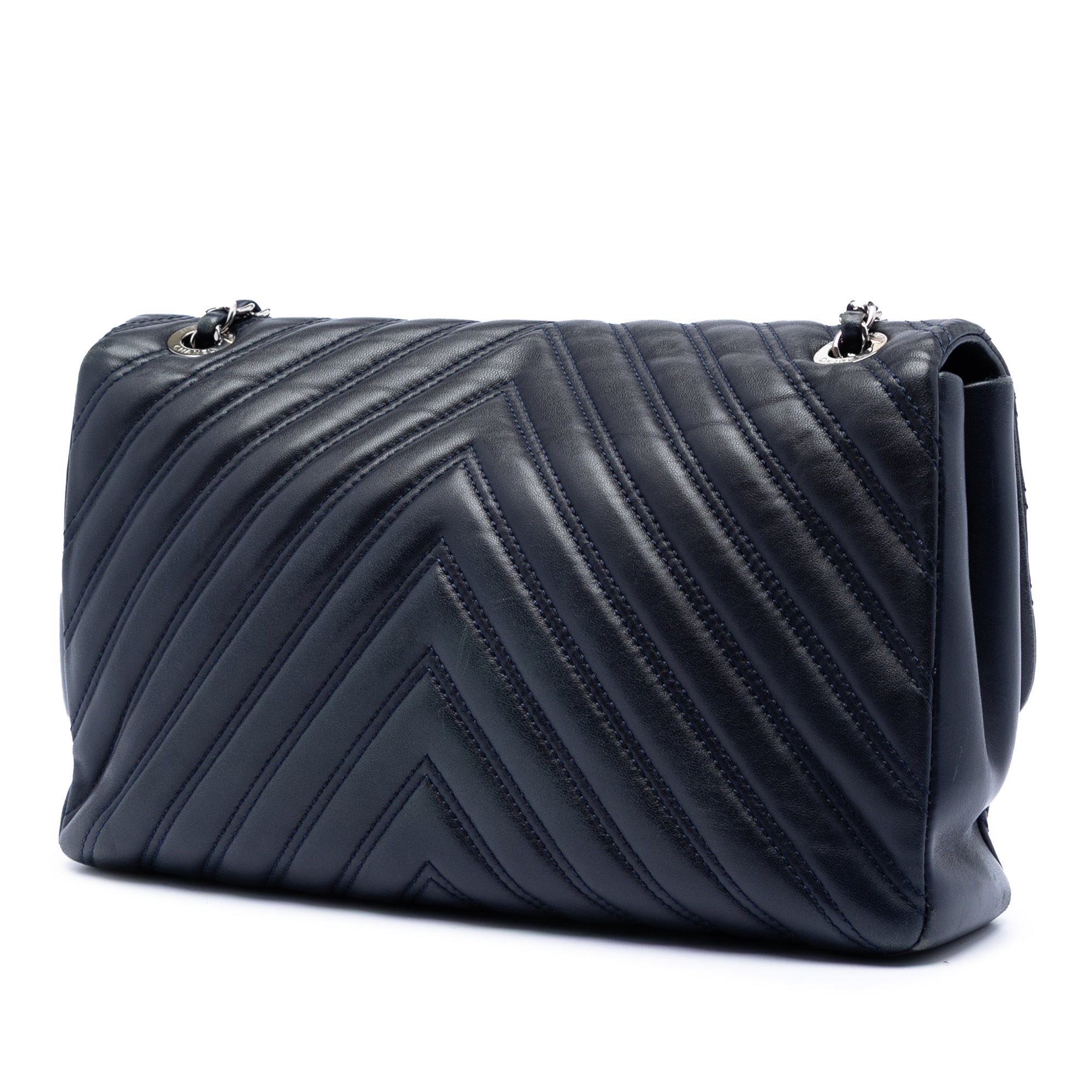 Chanel Jumbo Classic Chevron Lambskin Double Stitch Single Flap - image 2