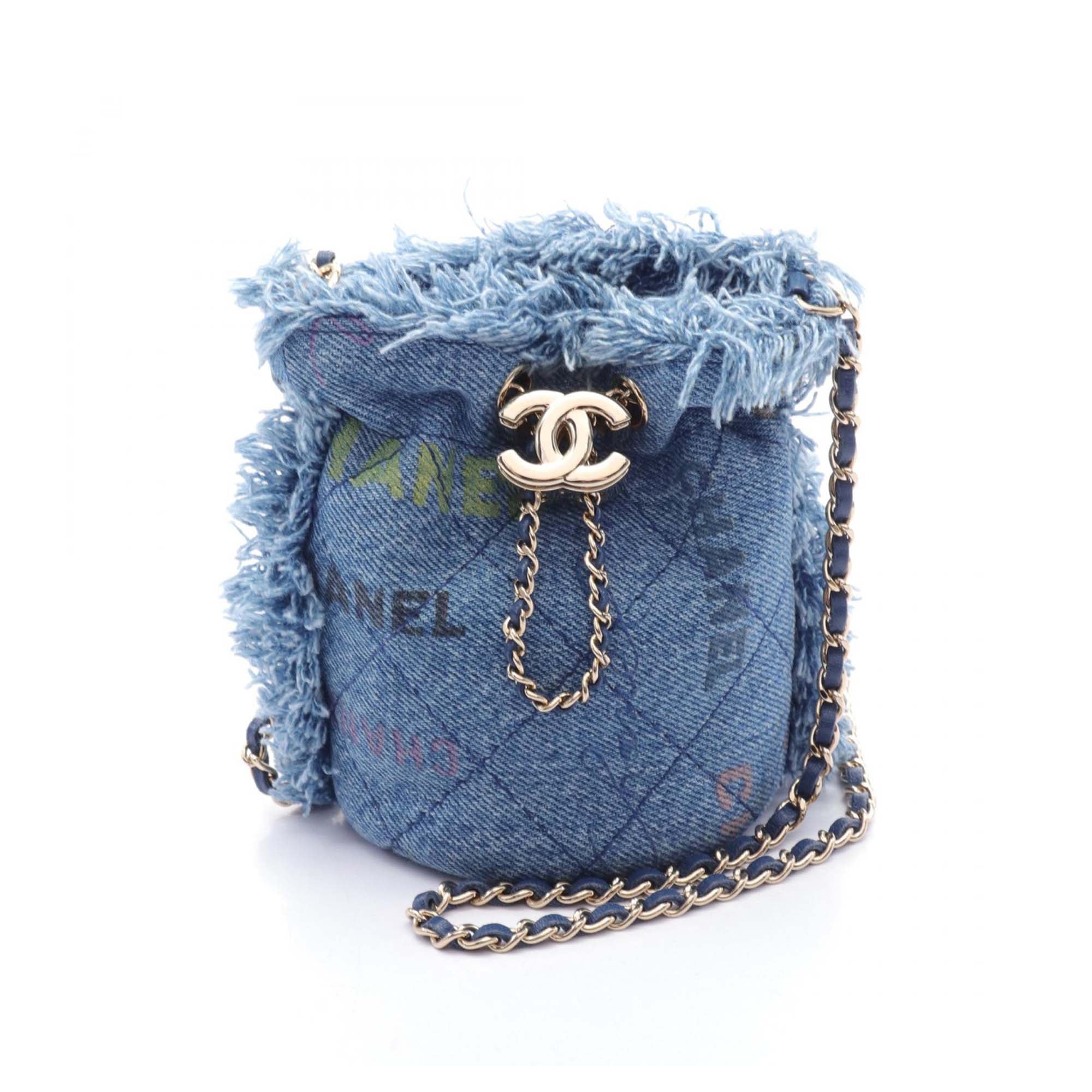 Chanel Mini Quilted Denim Mood Bucket with Chain - image 1