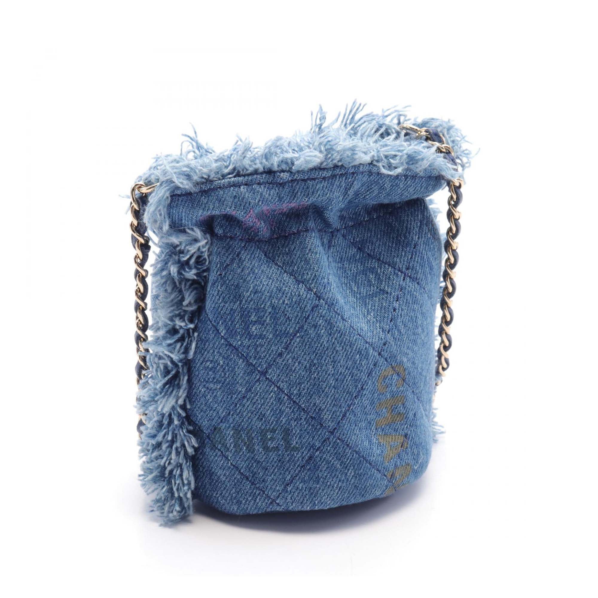 Chanel Mini Quilted Denim Mood Bucket with Chain - image 2