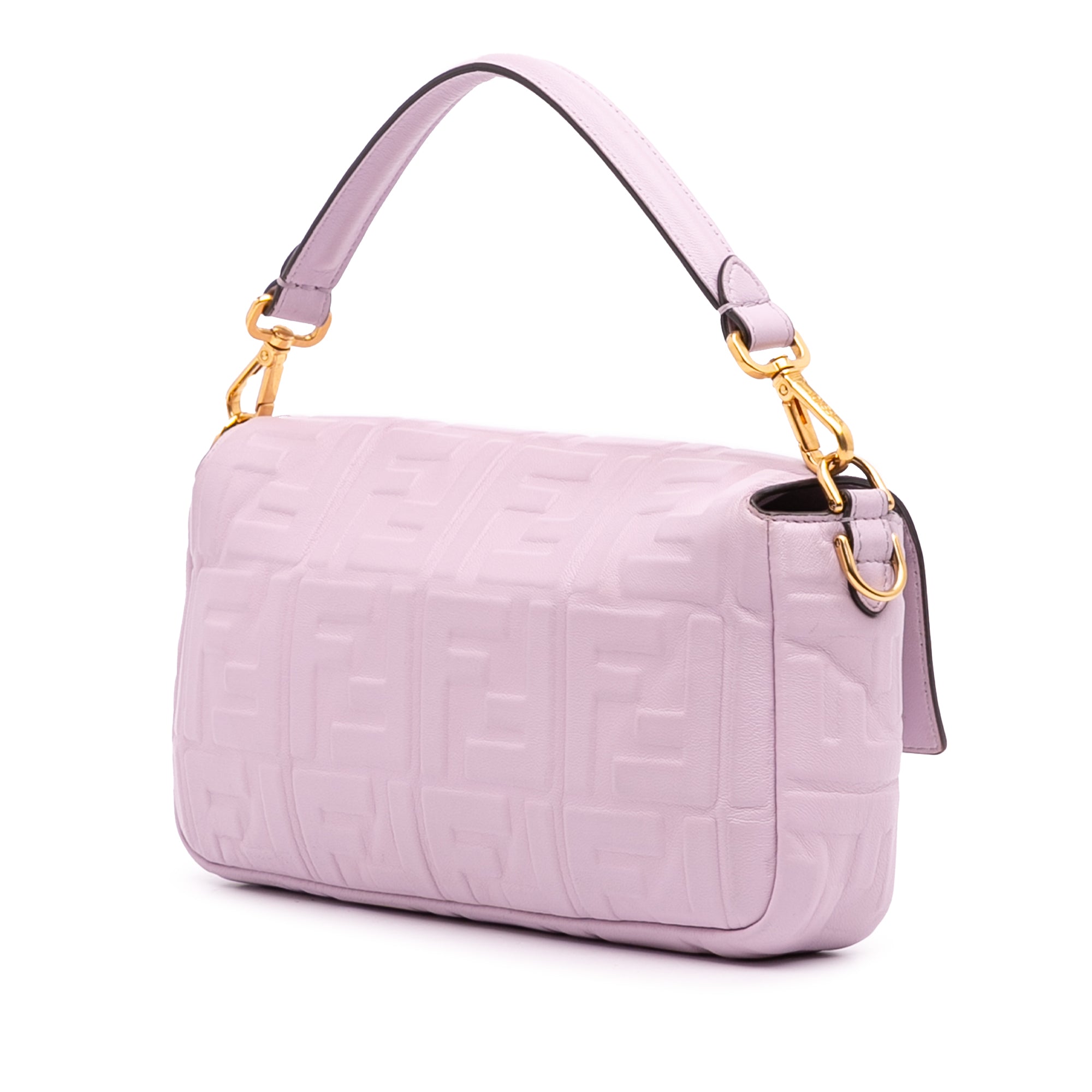 Fendi Medium Leather Embossed FF Baguette Satchel - image 2