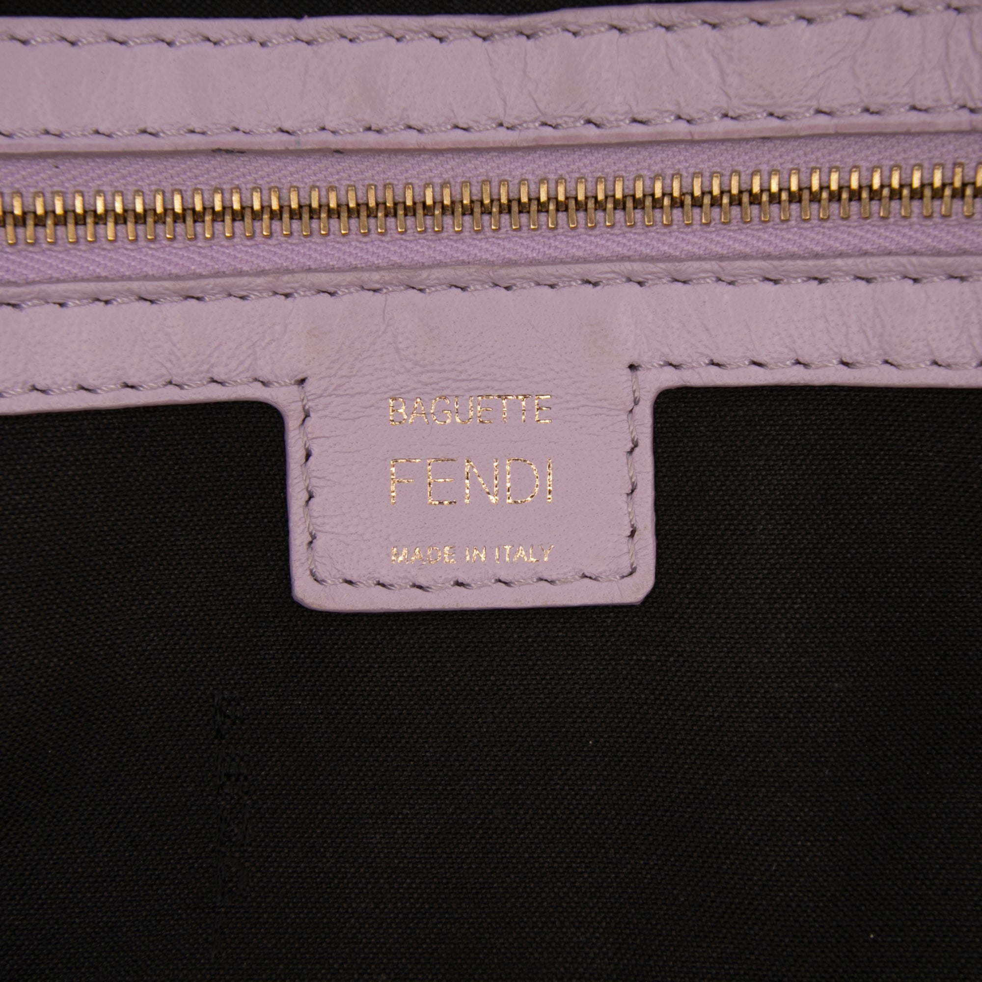 Fendi Medium Leather Embossed FF Baguette Satchel - image 5