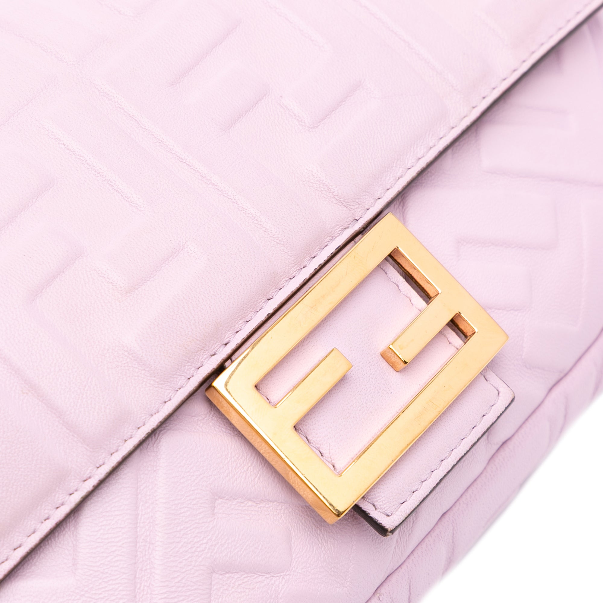 Fendi Medium Leather Embossed FF Baguette Satchel - image 7