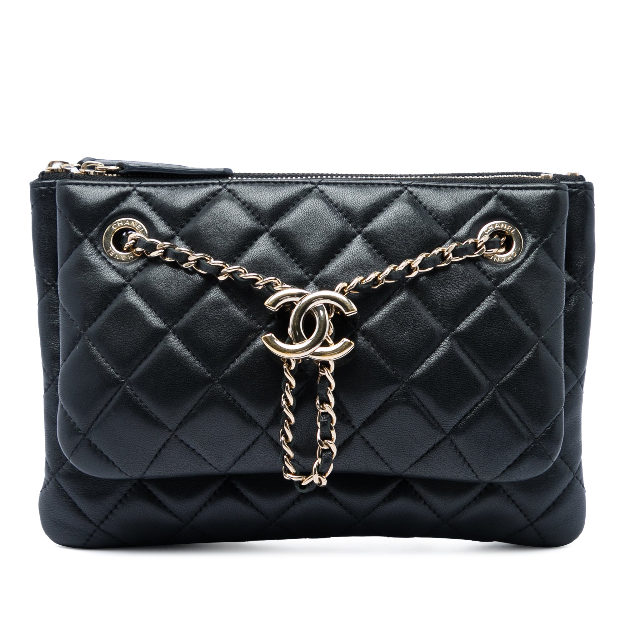 Chanel Quilted Lambskin Double Case with Chain - image 1