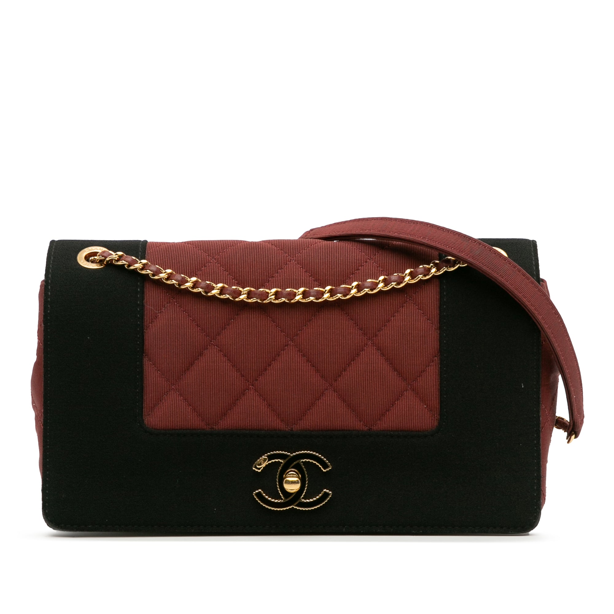 Chanel Small Bicolor Quilted Grosgrain Satin Small Mademoiselle Double Flap - image 1