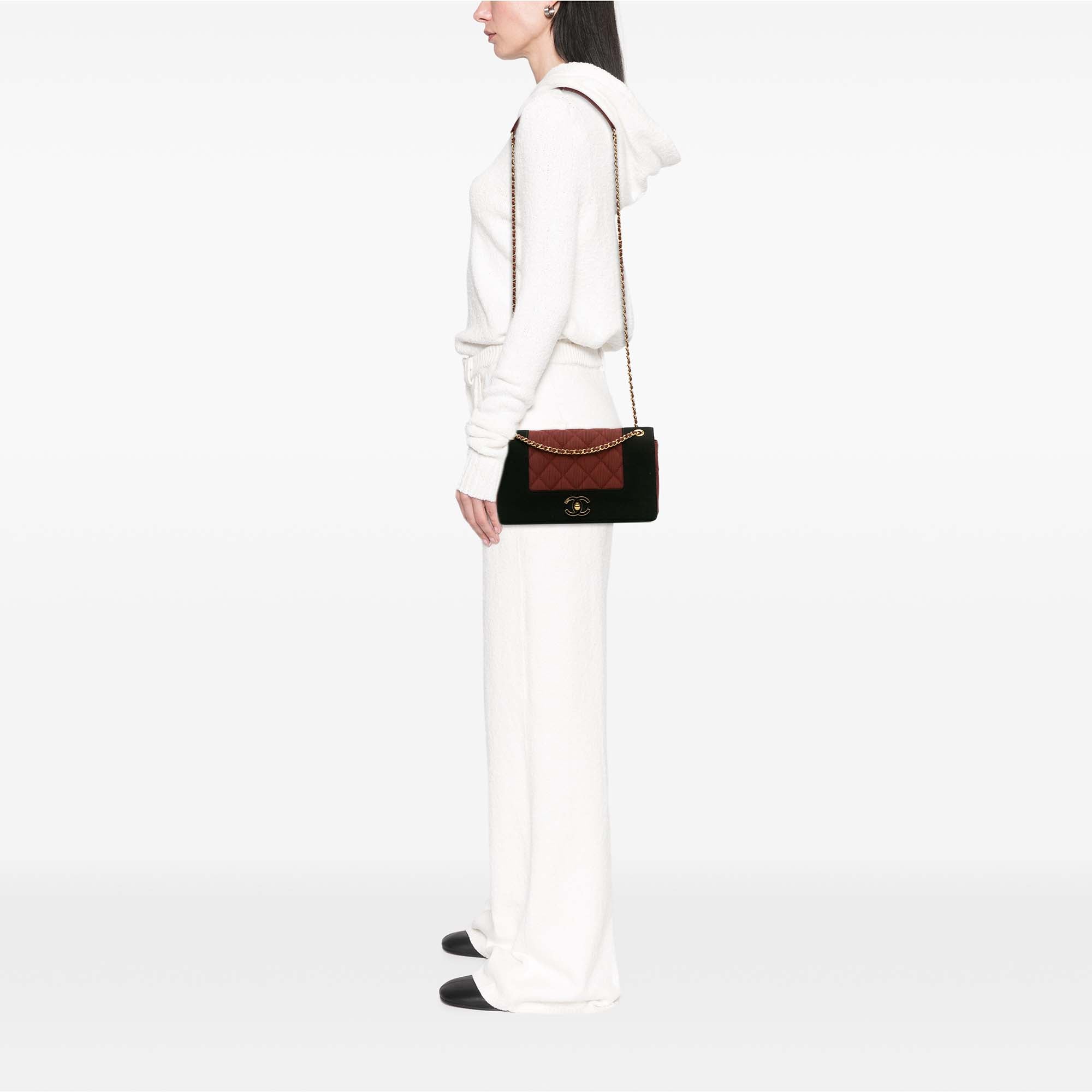 Chanel Small Bicolor Quilted Grosgrain Satin Small Mademoiselle Double Flap - image 13