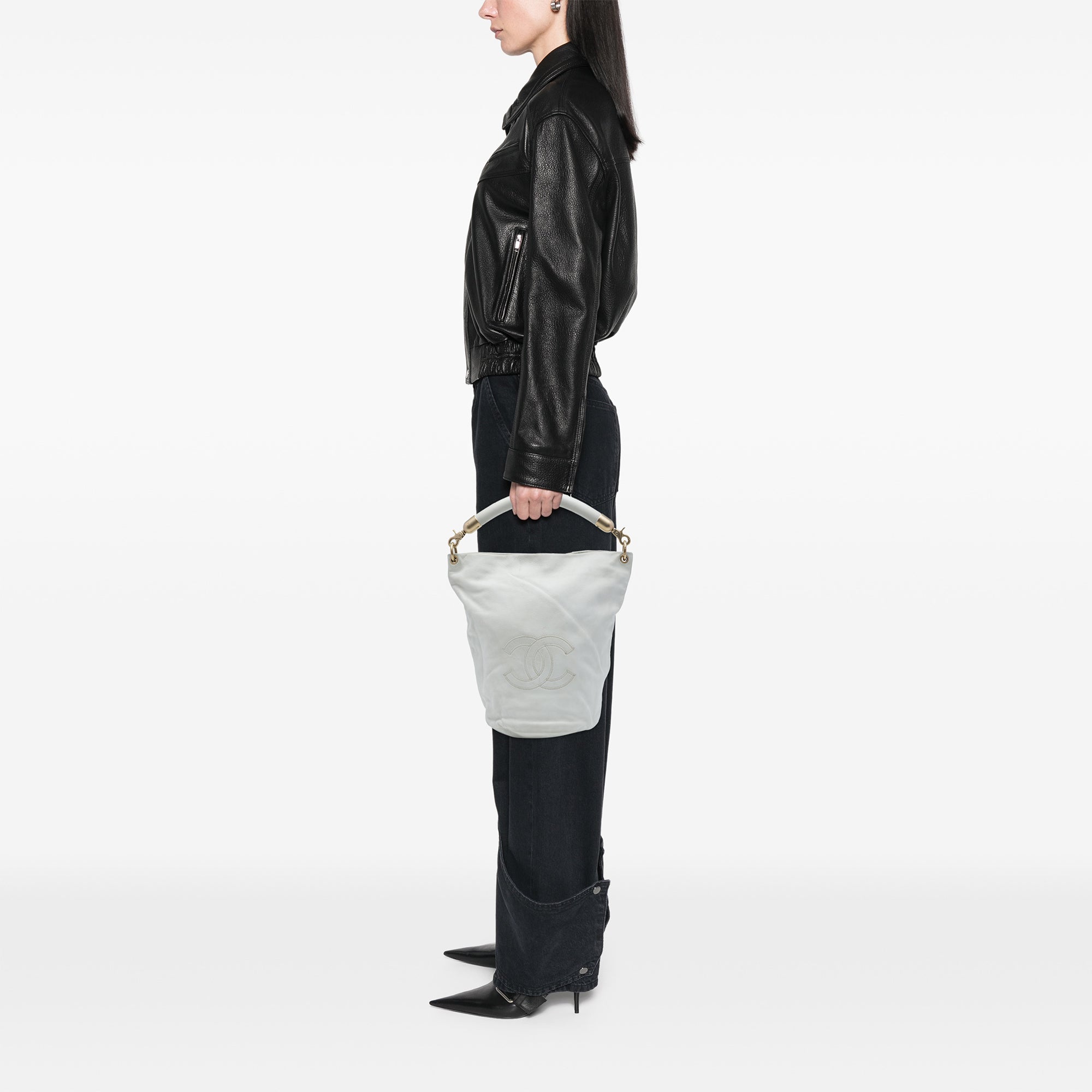 Chanel CC Calfskin Bucket Bag - image 6