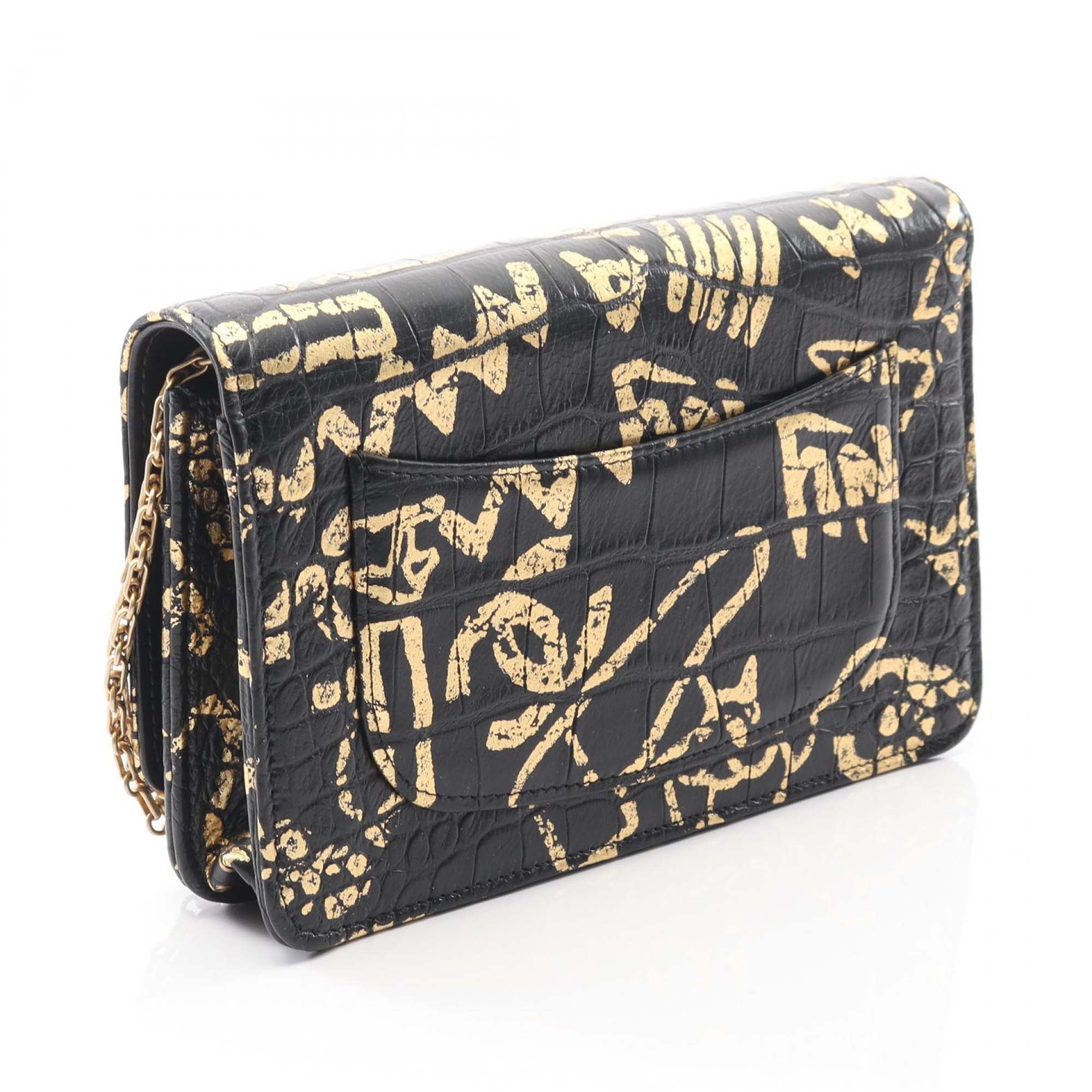 Chanel Calfskin Crocodile Embossed Graffiti Reissue 2.55 Shoulder Bag - image 2