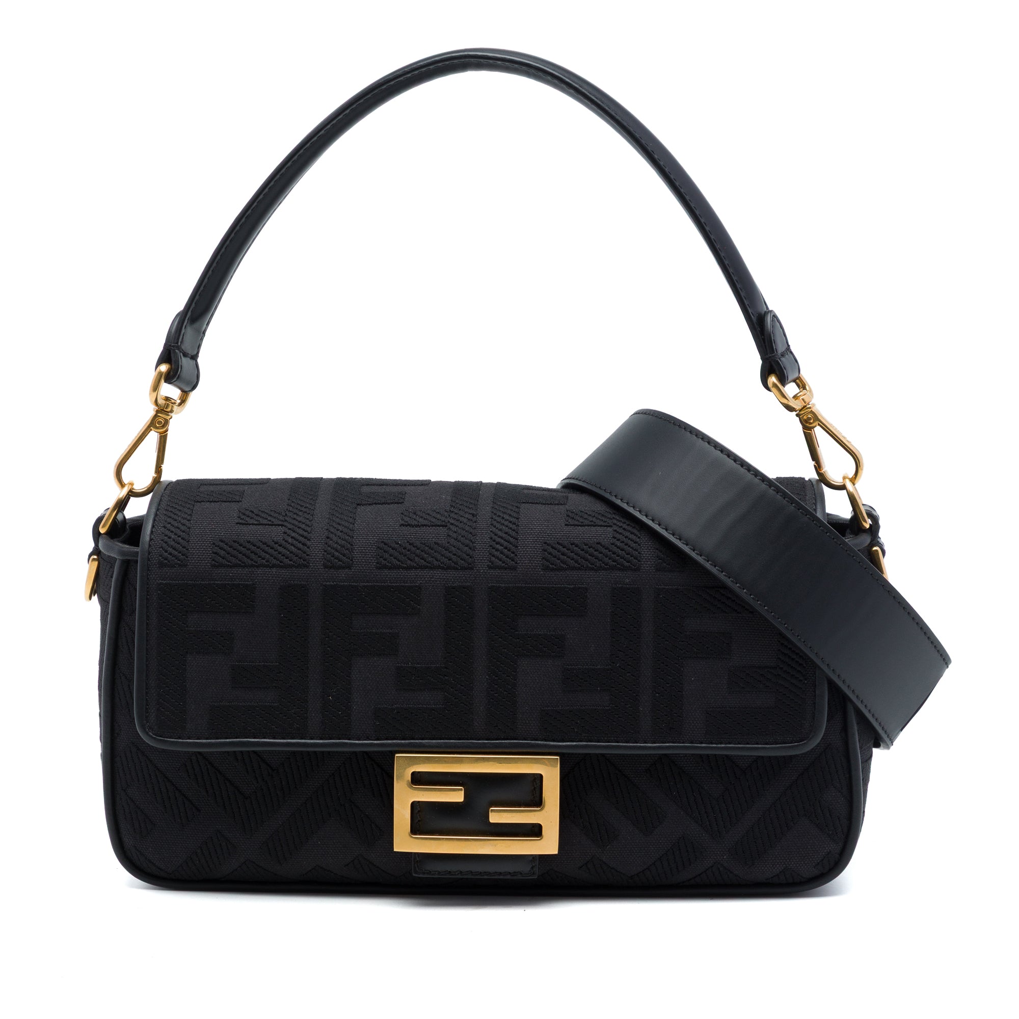 Fendi Zucca Embroidered Canvas Baguette Satchel - image 1