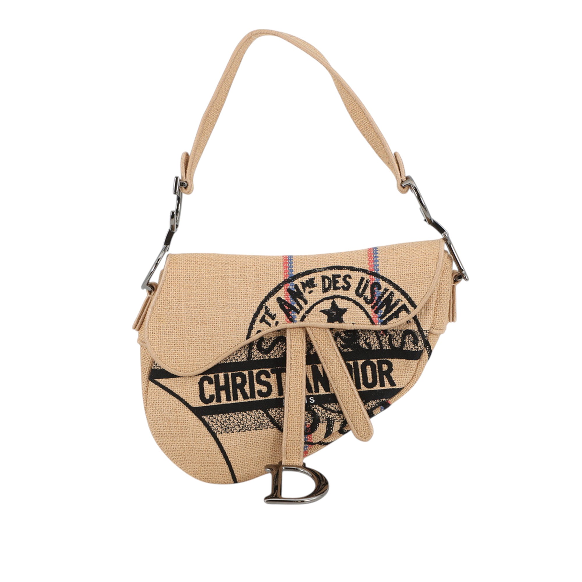 Dior Jute Union Embroidered Saddle Bag - image 1