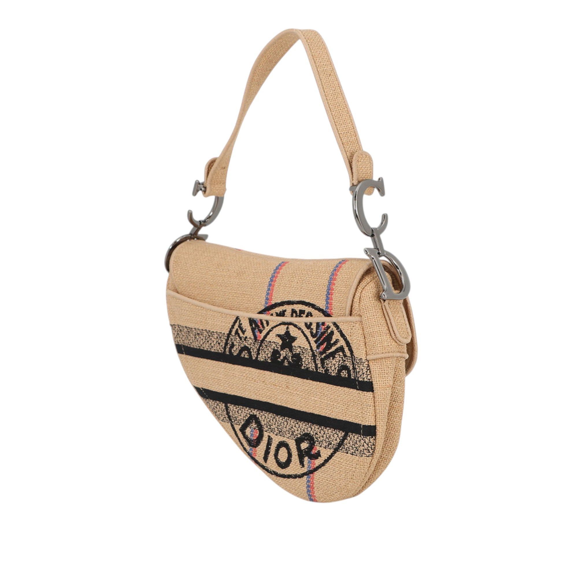 Dior Jute Union Embroidered Saddle Bag - image 2