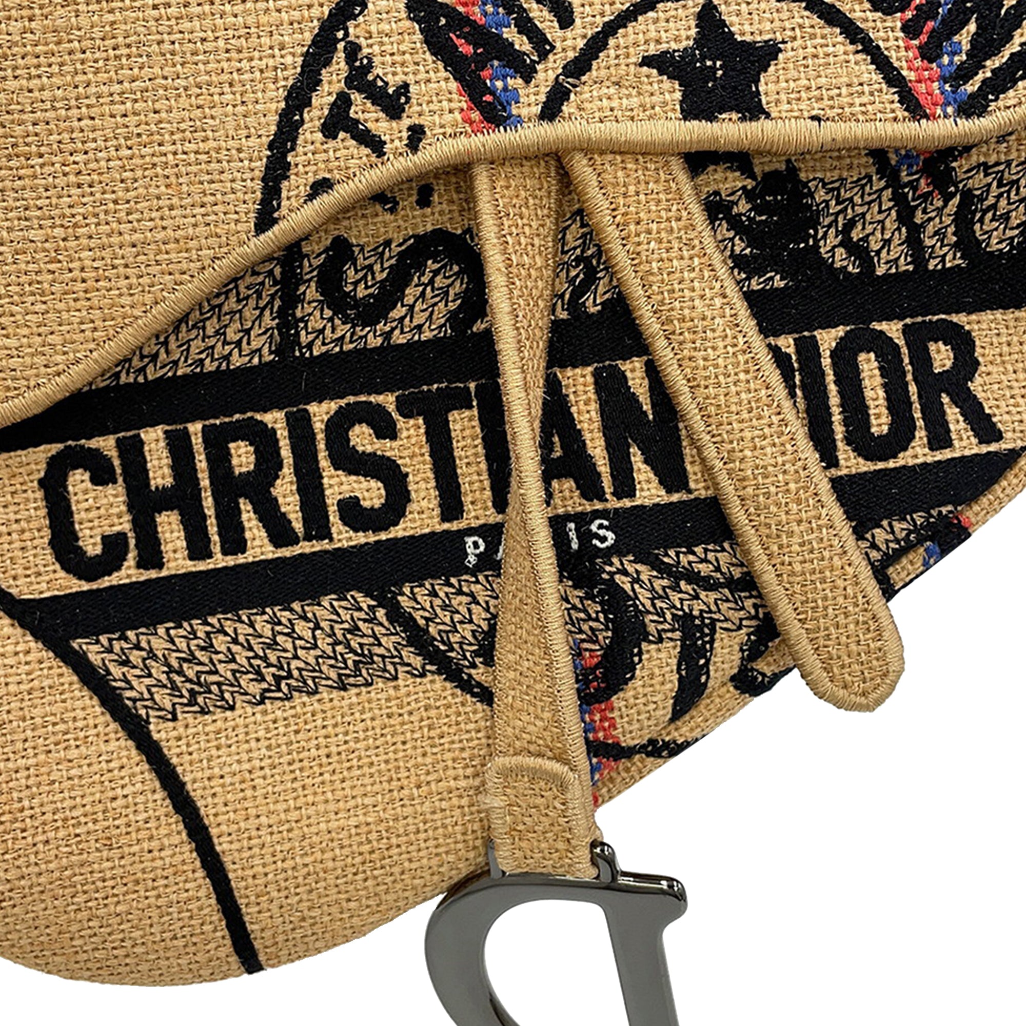 Dior Jute Union Embroidered Saddle Bag - image 8