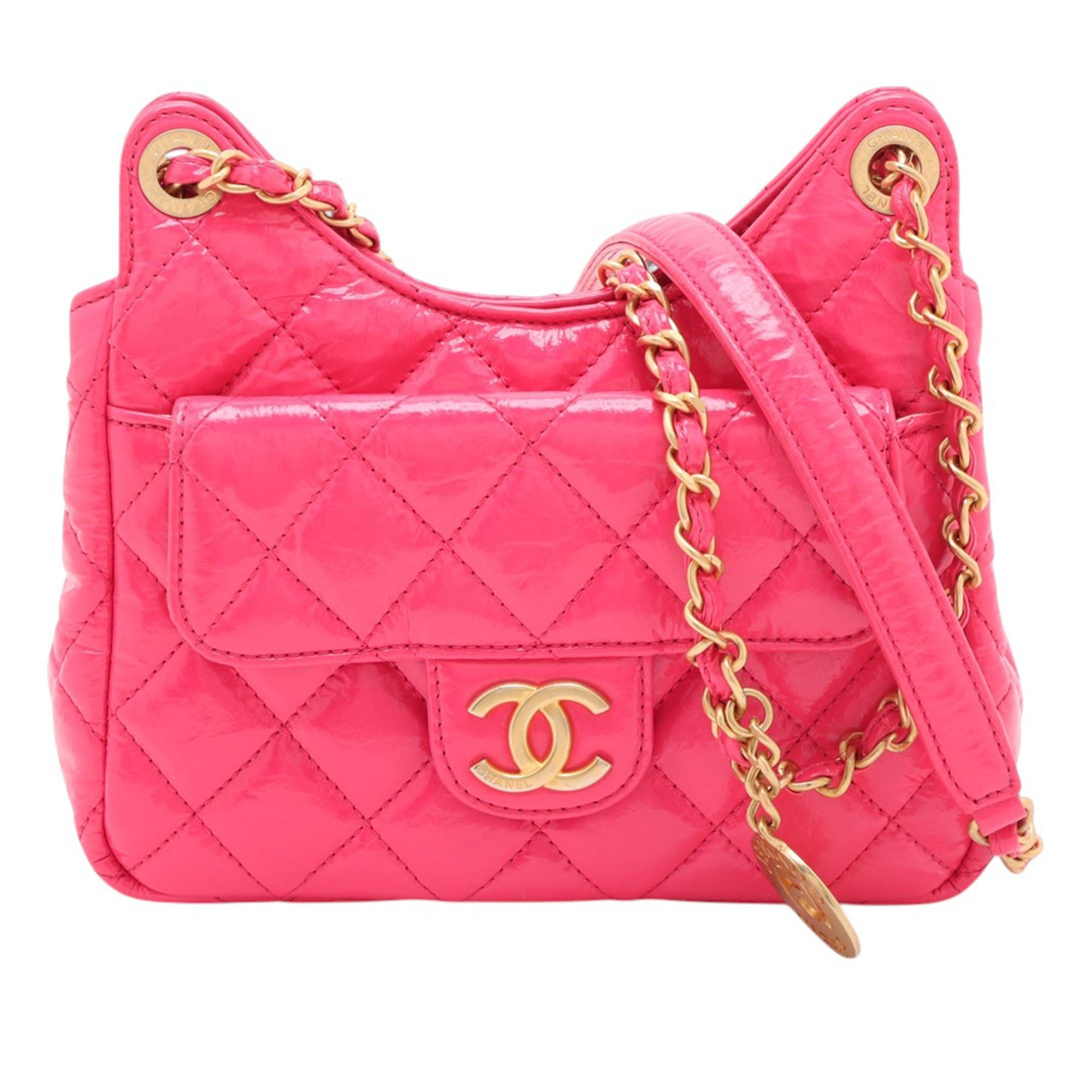 Chanel Medium Shiny Crumpled Calfskin Wavy CC Hobo - image 1
