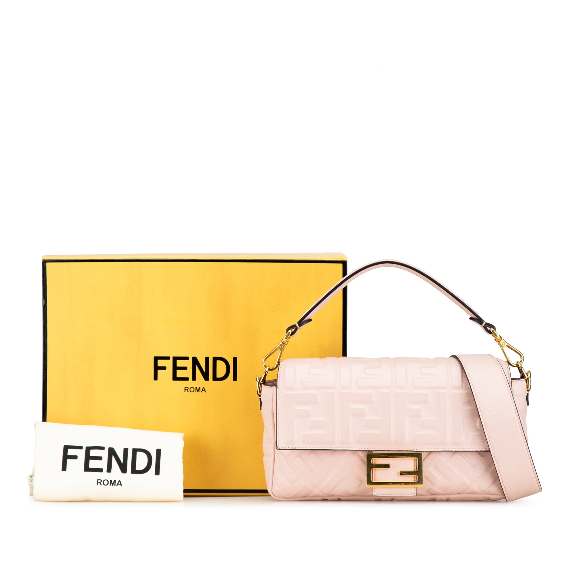 Fendi Zucca Embossed Leather Baguette Satchel - image 8