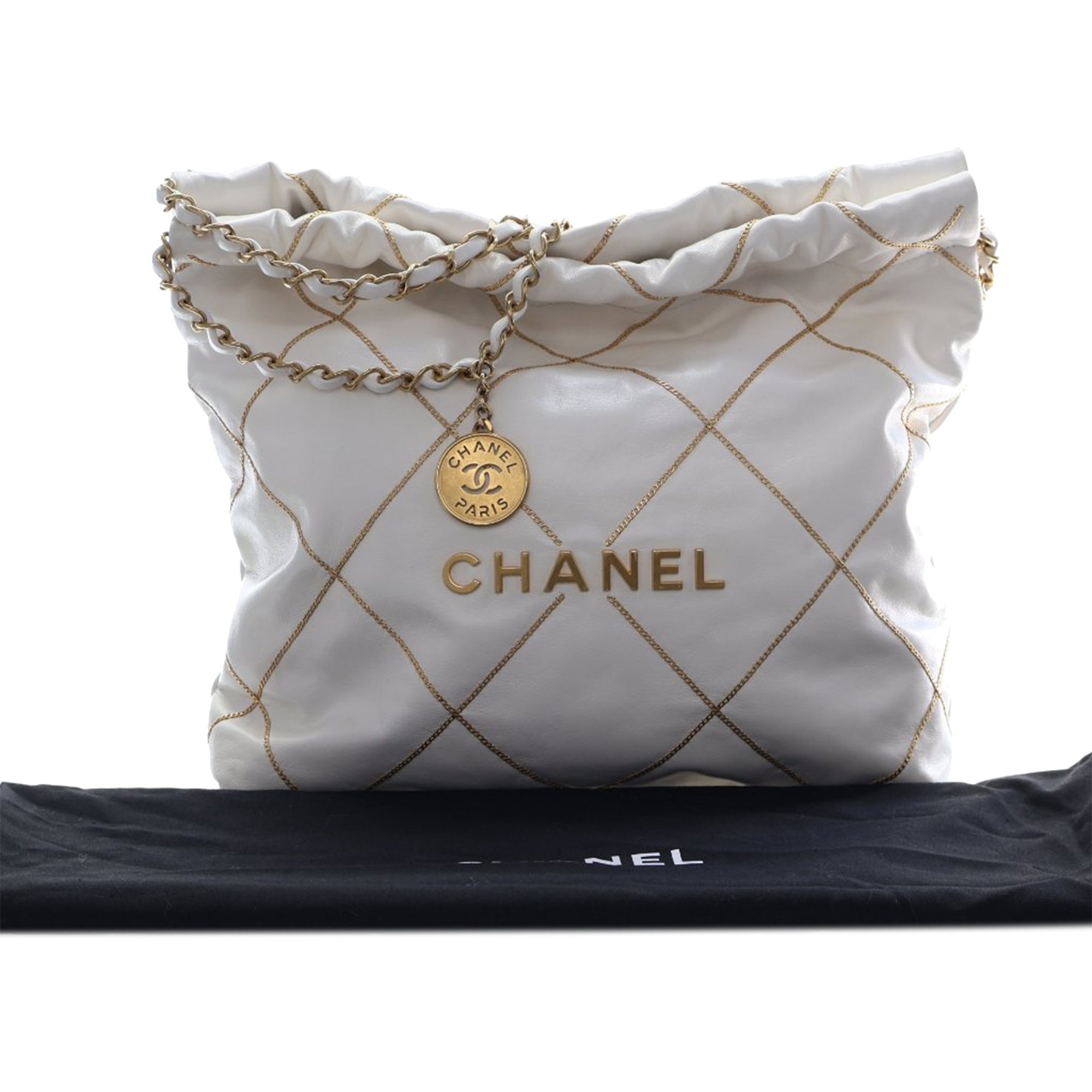 Chanel Small Quilted Shiny Calfskin Chain 22 Handbag - image 13
