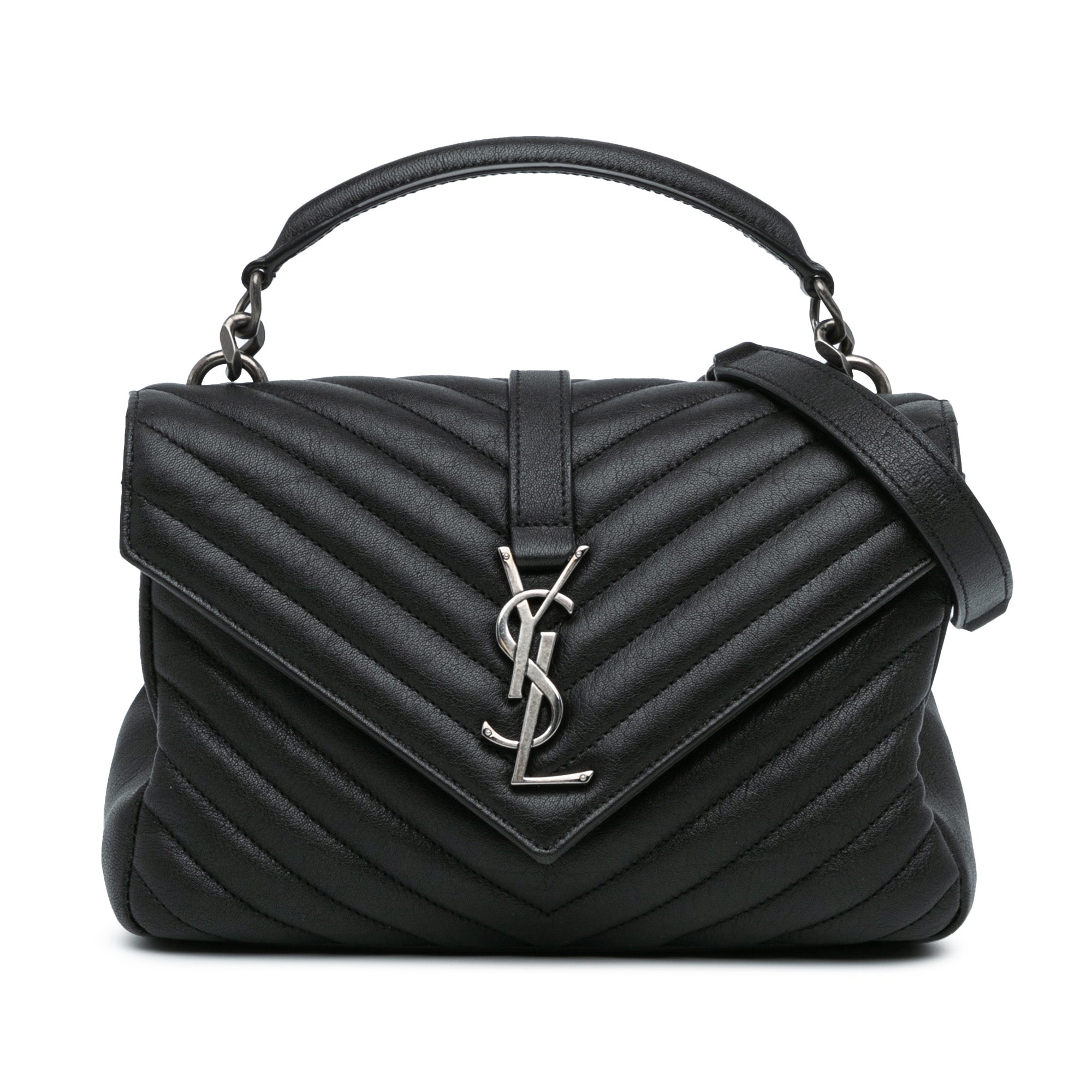 Saint Laurent Medium Quilted Chevron Sheepskin College Satchel - image 1