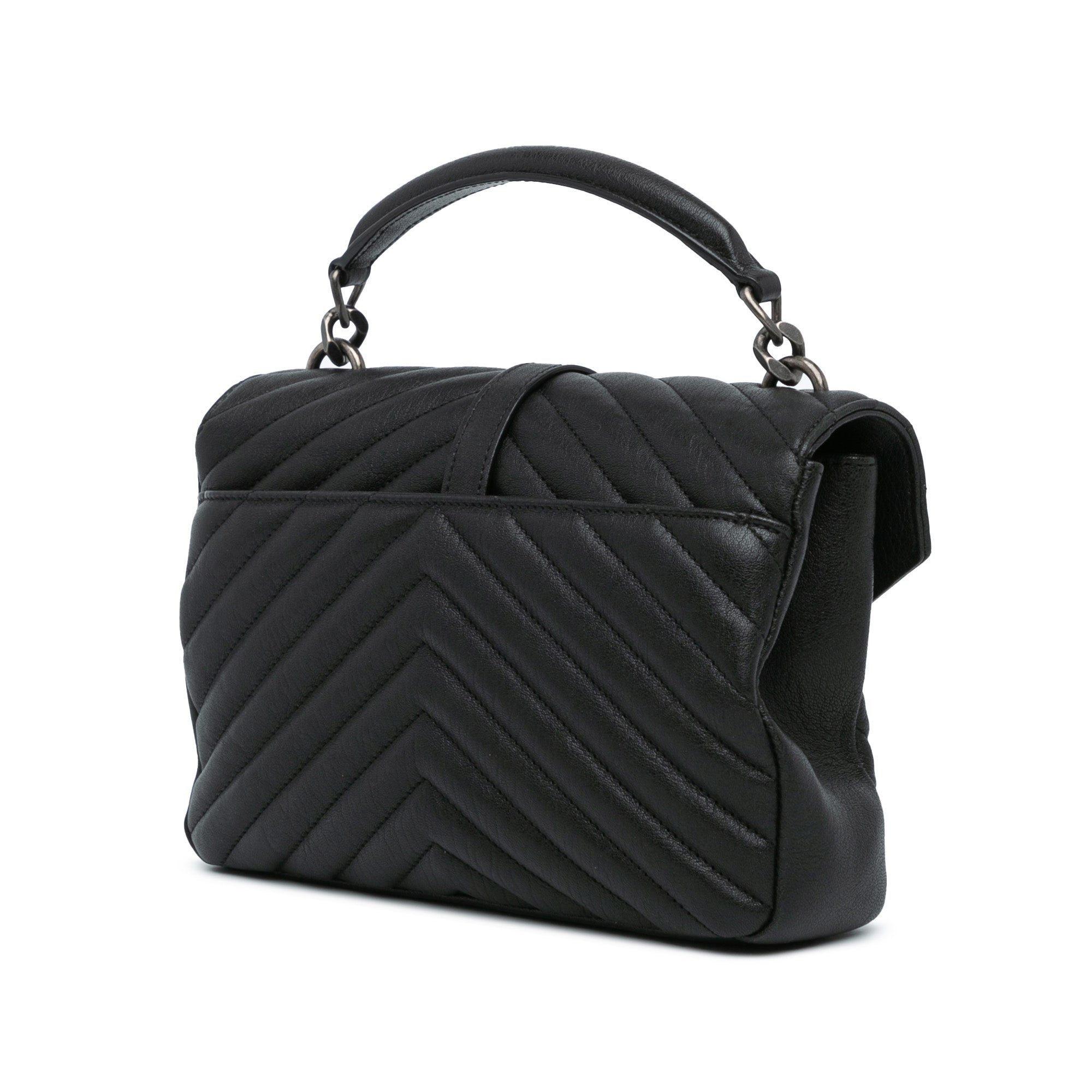 Saint Laurent Medium Quilted Chevron Sheepskin College Satchel - image 2