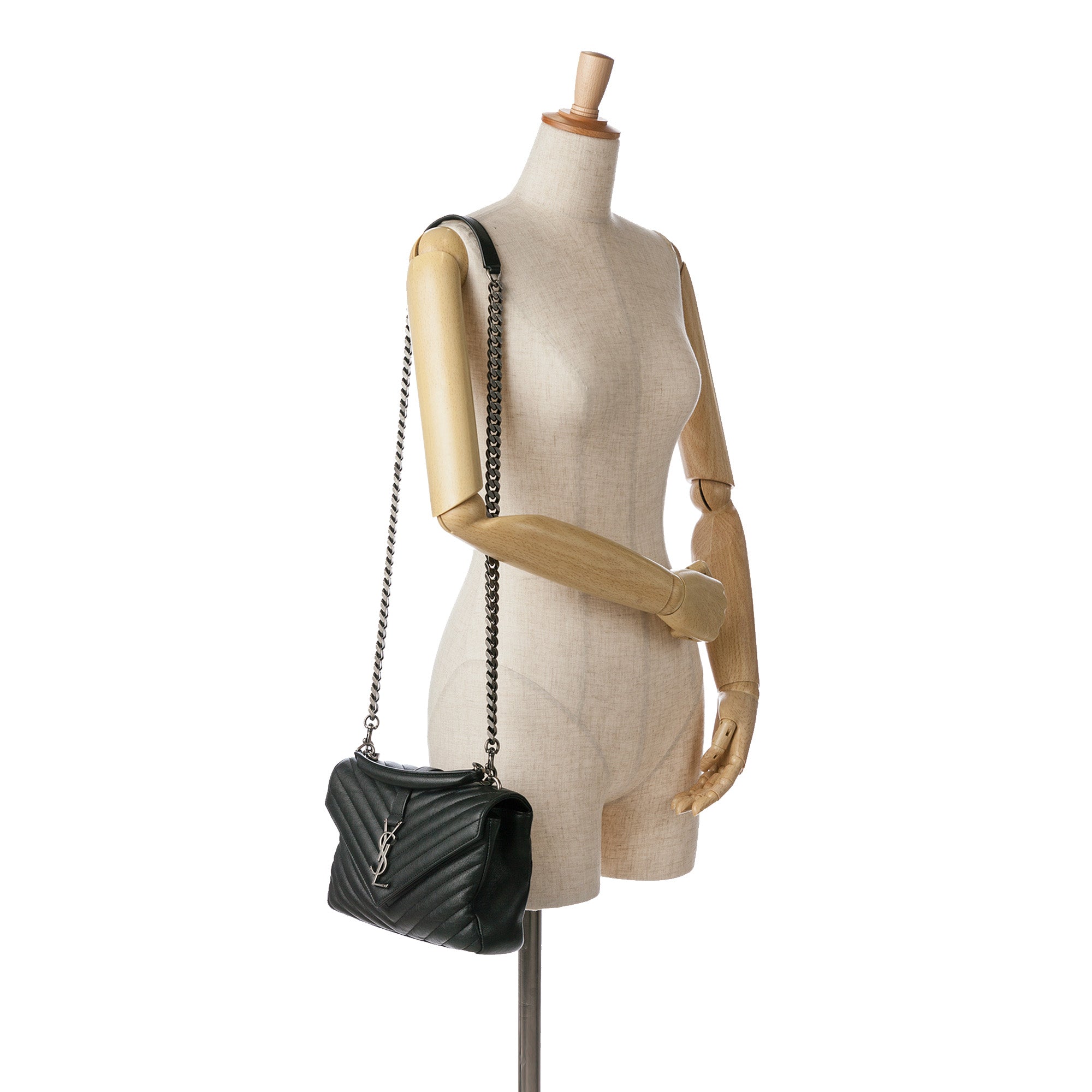 Saint Laurent Medium Quilted Chevron Sheepskin College Satchel - image 9