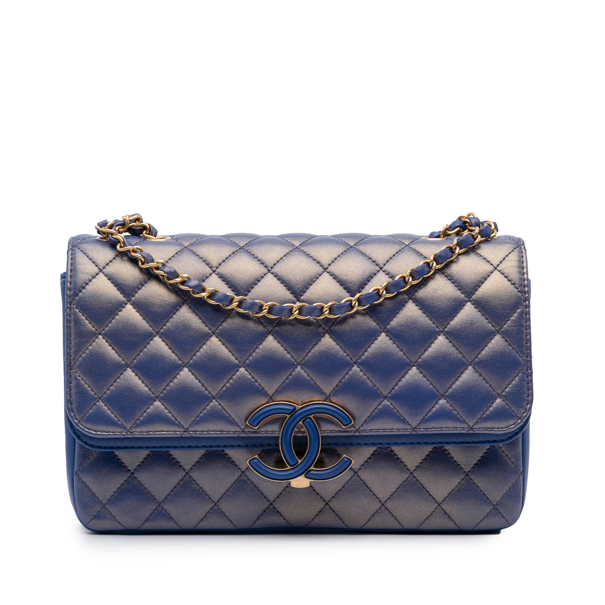 Chanel Medium Quilted Metallic Lambskin CC Chic Double Flap - image 1