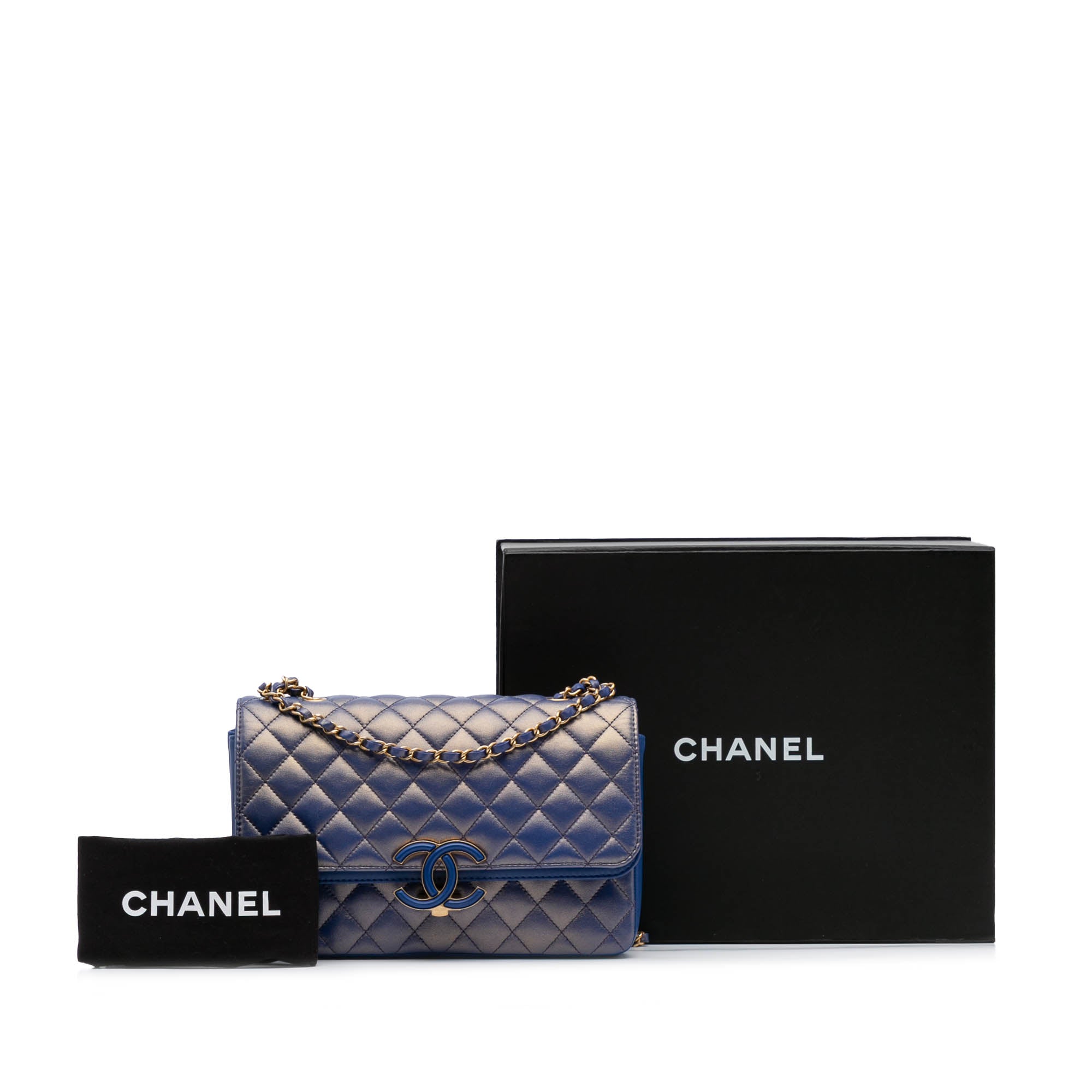 Chanel Medium Quilted Metallic Lambskin CC Chic Double Flap - image 10