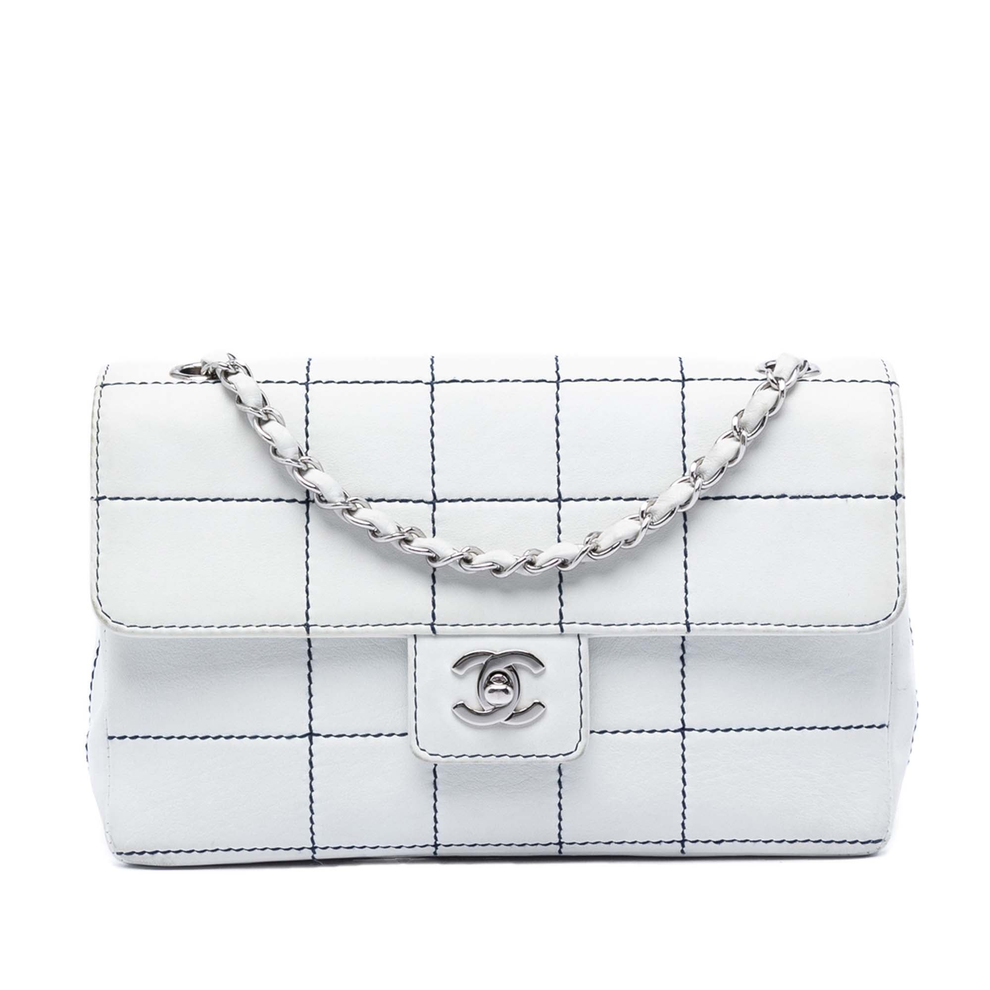 Chanel Medium Chocolate Bar Lambskin Stitched Flap - image 1