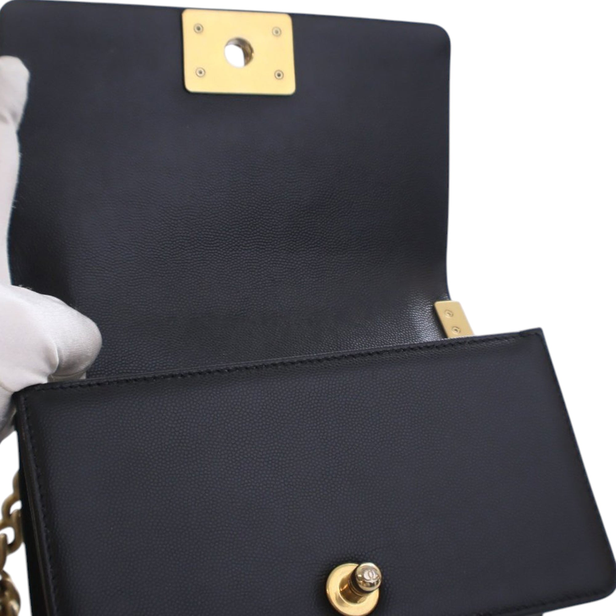 Chanel Small Quilted Caviar Boy Flap - image 7