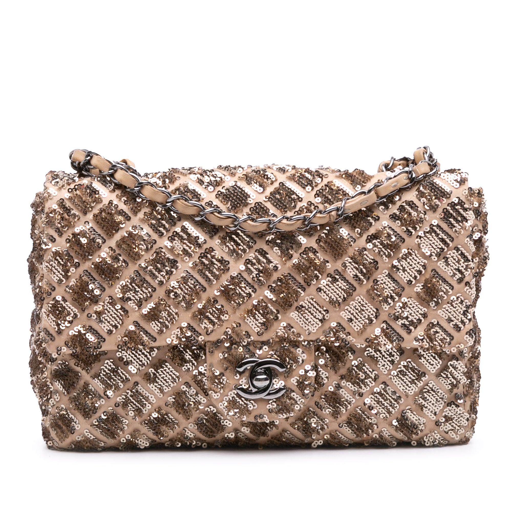 Chanel CC Quilted Sequin Embellished Satin Flap - image 1