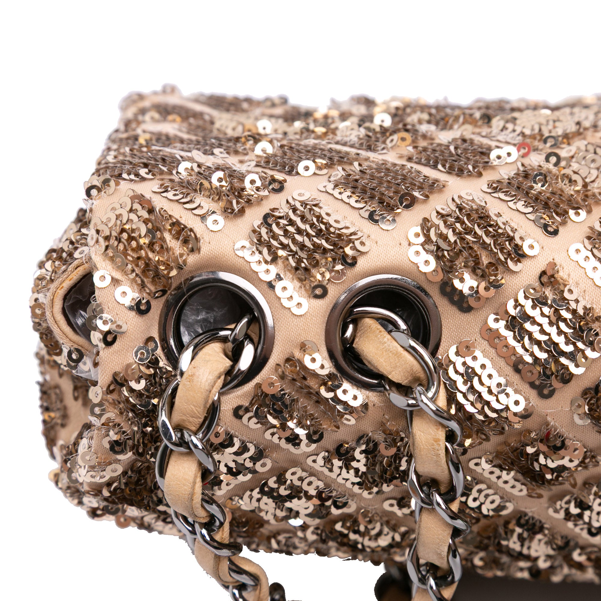 Chanel CC Quilted Sequin Embellished Satin Flap - image 10