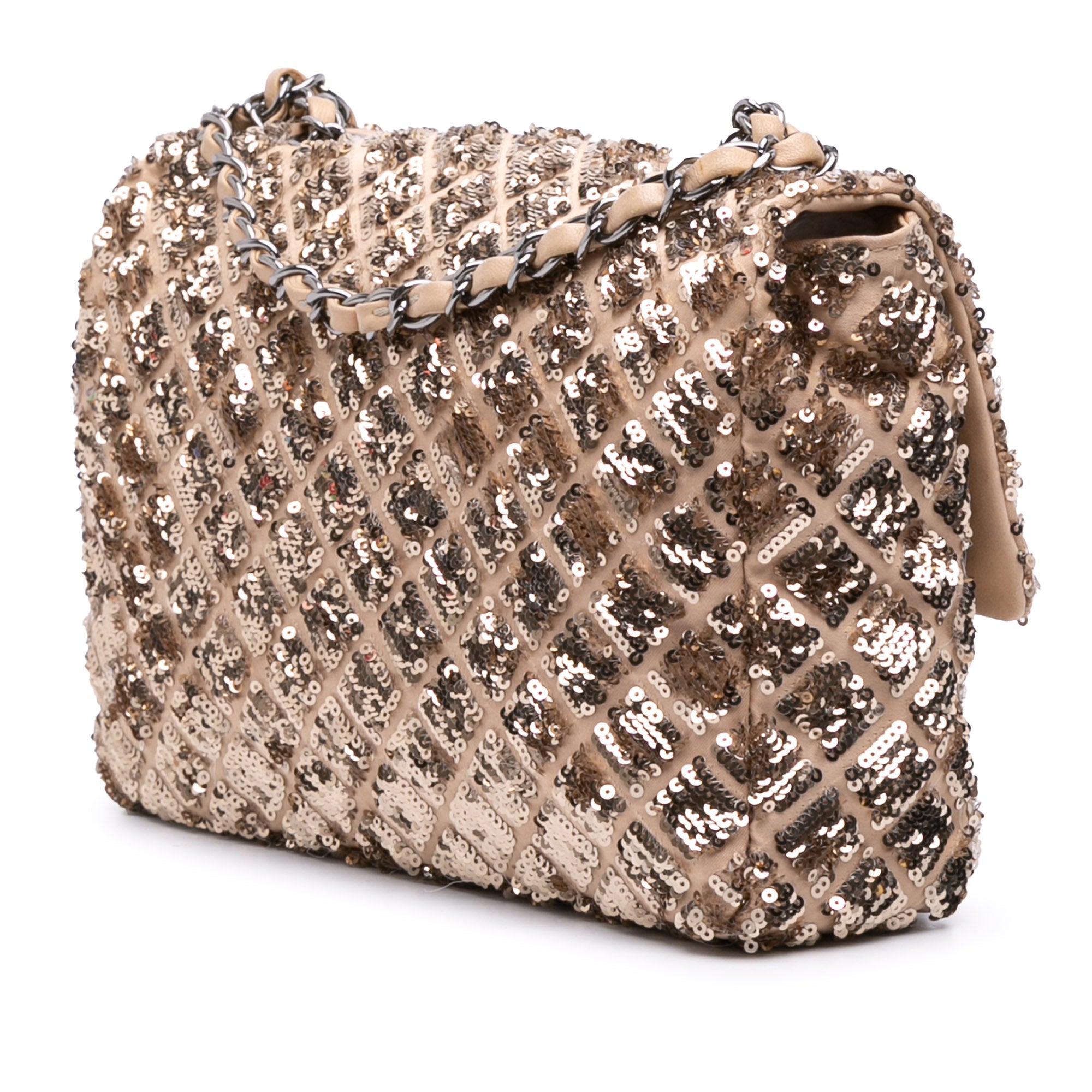 Chanel CC Quilted Sequin Embellished Satin Flap - image 2