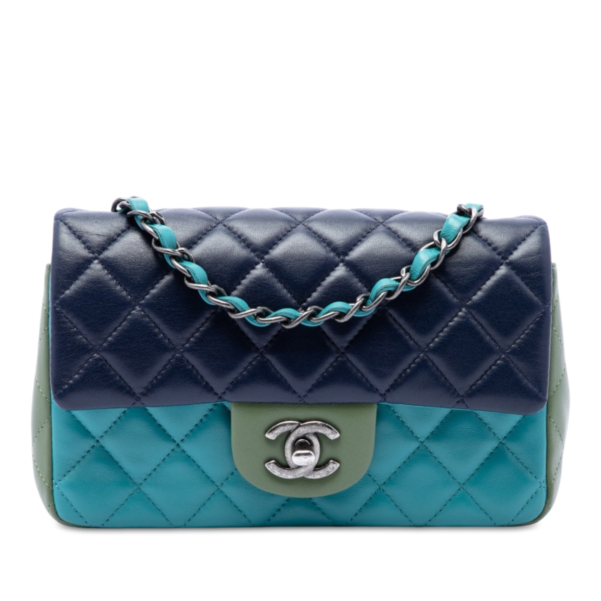 Chanel Mini Rectangular Classic Tricolor Lambskin Single Flap - image 1