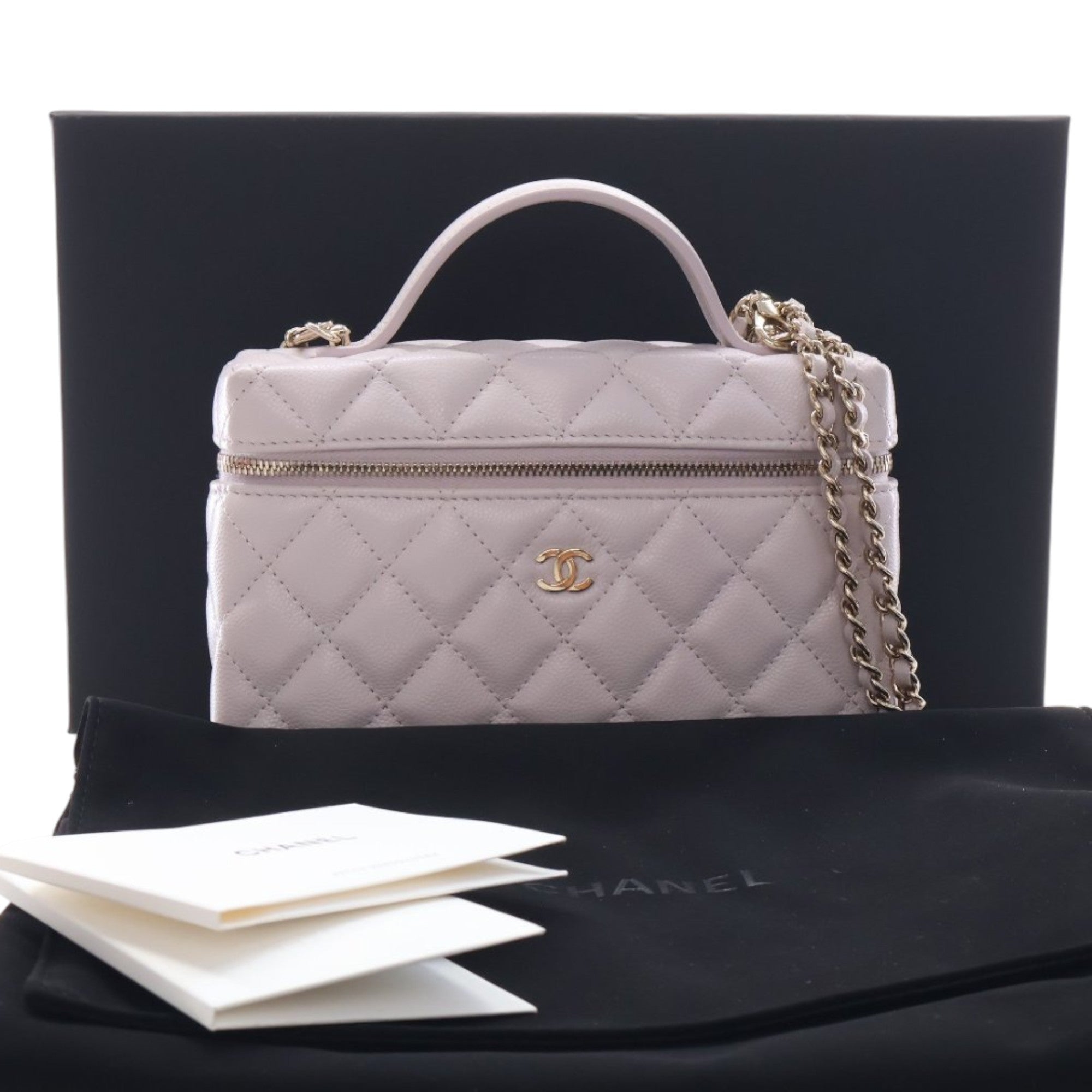 Chanel Mini CC Quilted Caviar Slim Vanity Case with Chain - image 15