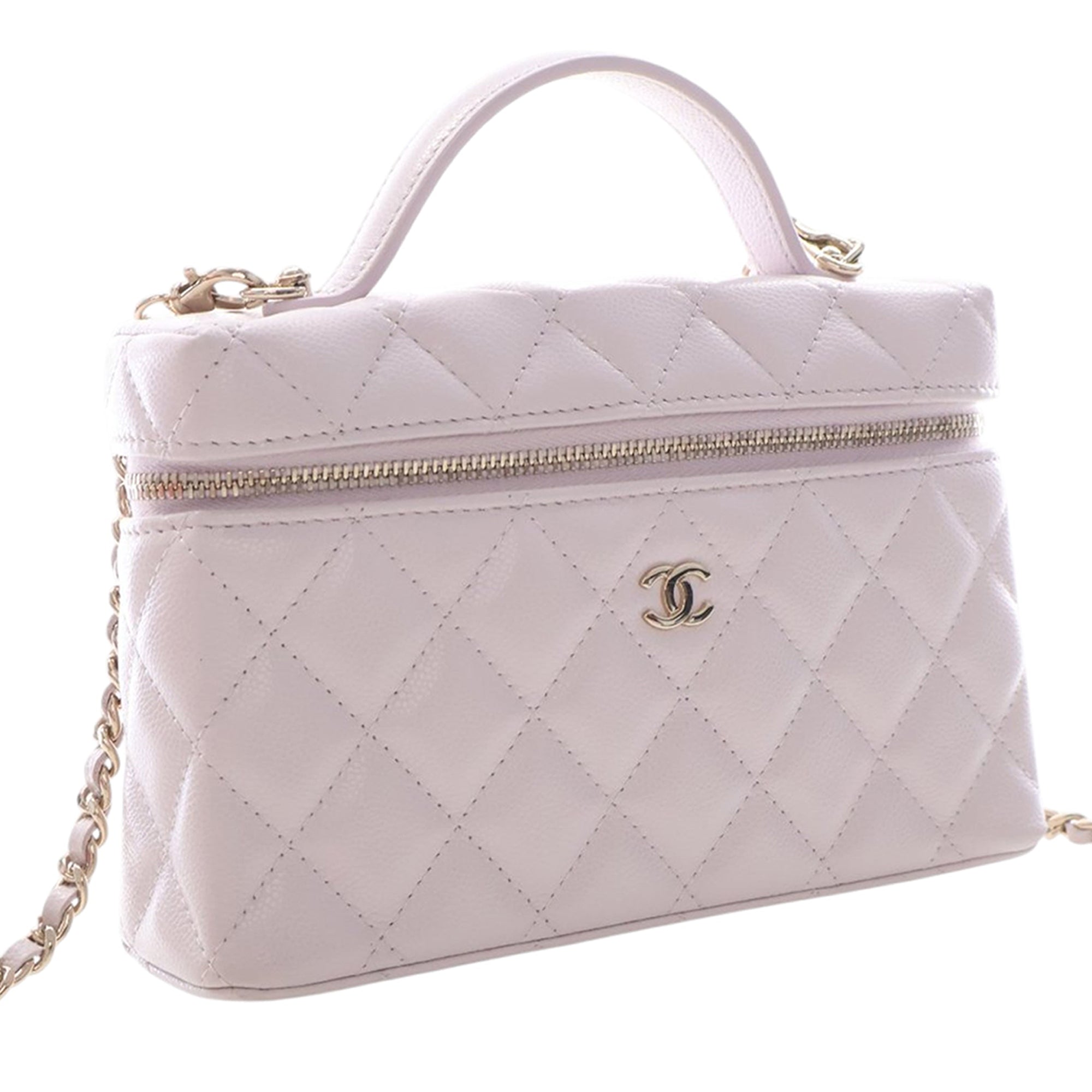 Chanel Mini CC Quilted Caviar Slim Vanity Case with Chain - image 2